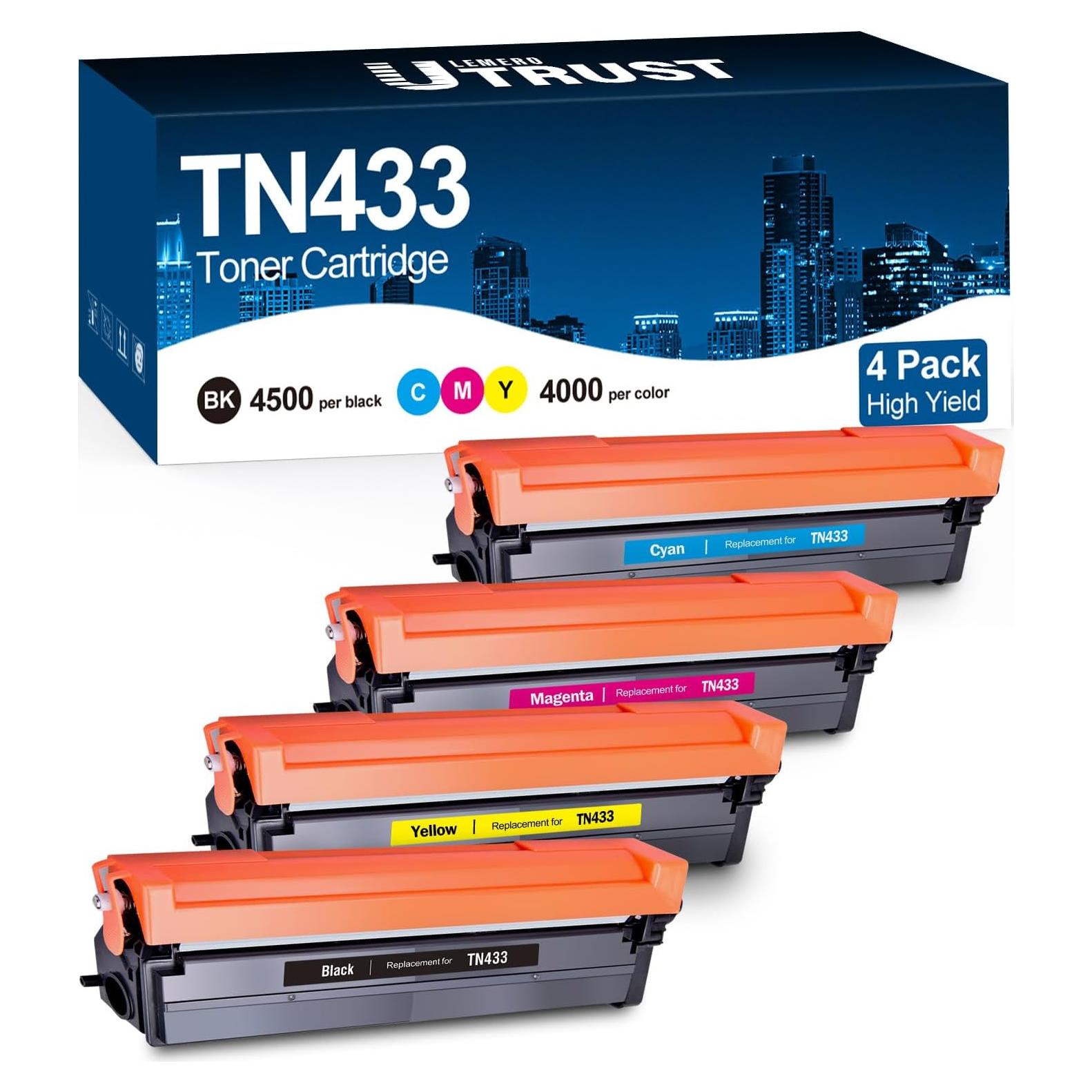 Cartuchos de Tóner Compatibles LEMERO UTRUST TN433 Paquete de 4