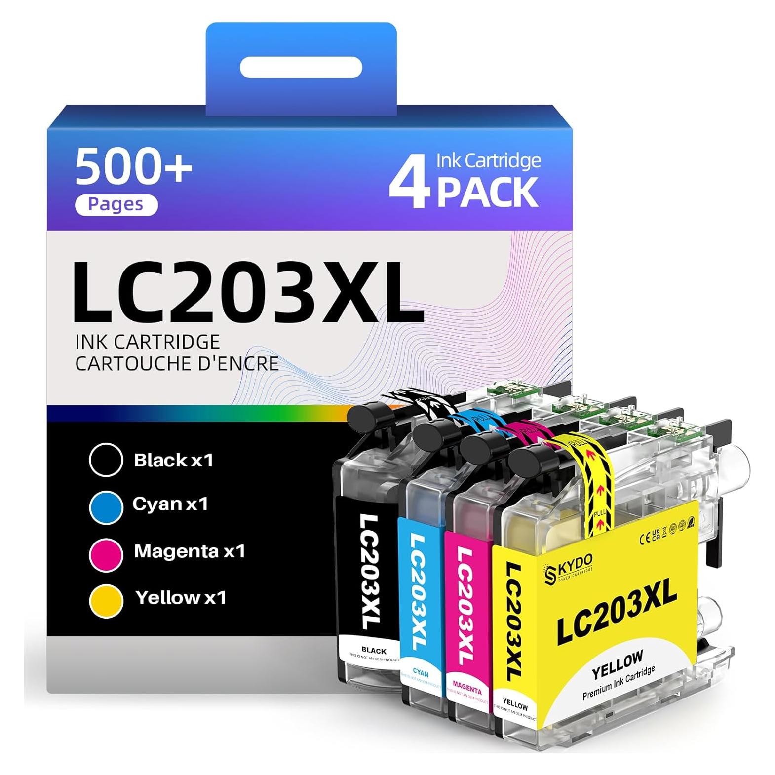 Cartuchos de tinta Skydo LC203 XL Paquete de 4 Colores