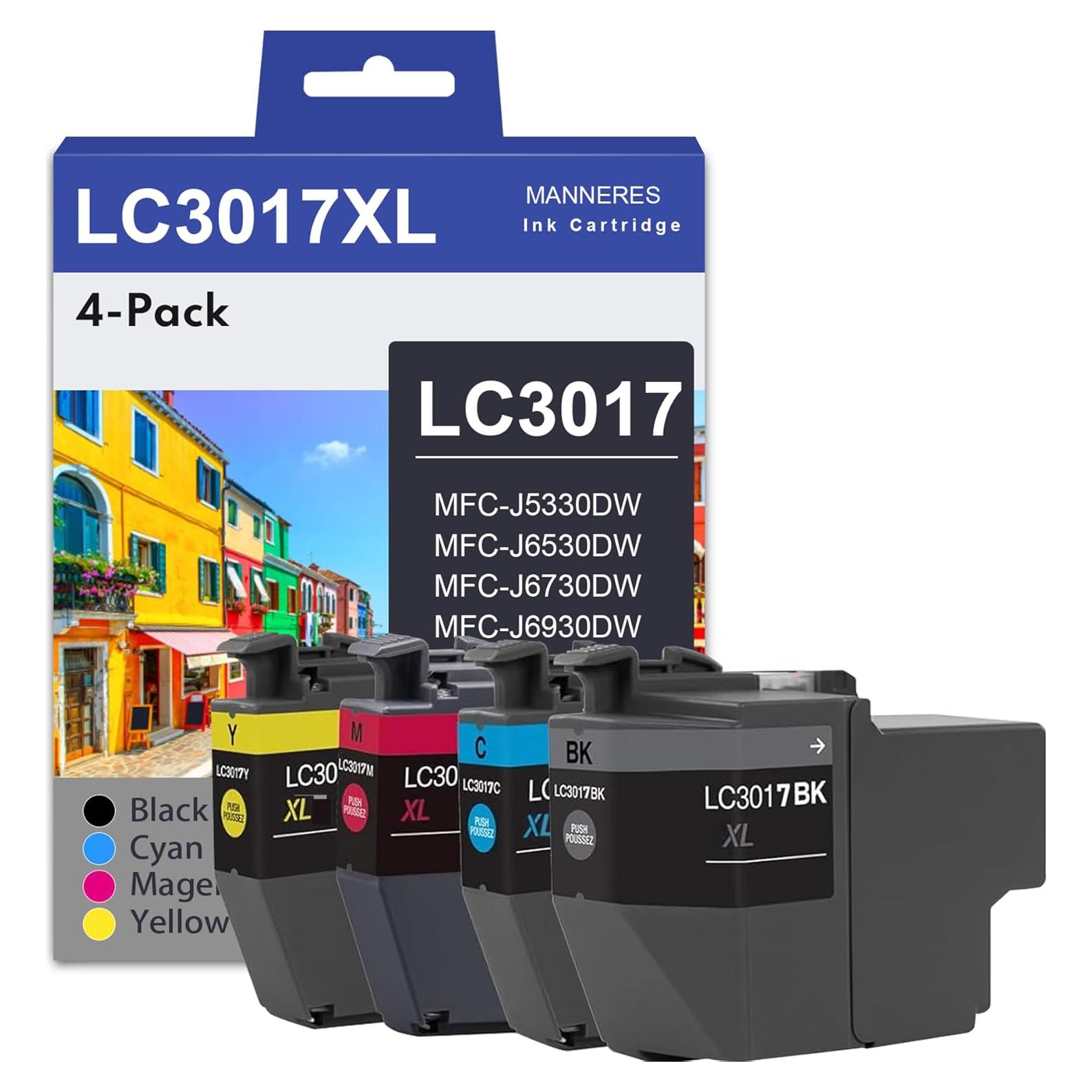 Cartuchos de tinta LC3017 XL MANNERES 4 unidades alto rendimiento