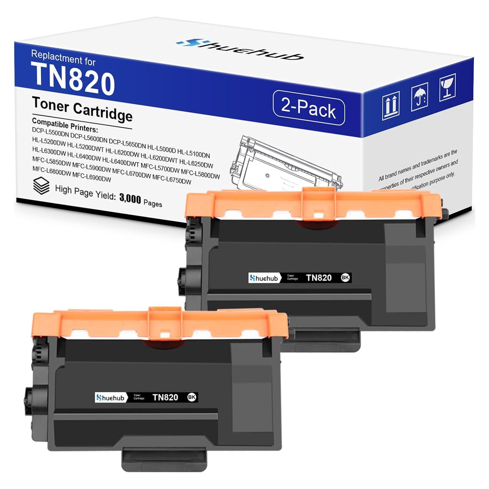 Cartucho de Tóner Negro TN820 HUEHUB para Brother - Paquete de 2