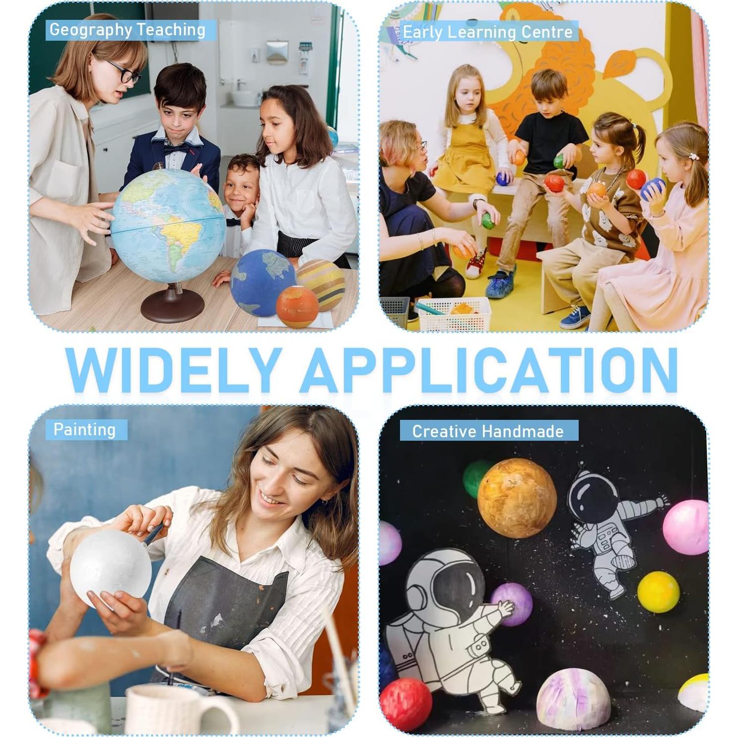 Kit Proyecto Sistema Solar Fansunta - 14 Esferas Poliestireno y 10 Palos Bambú 24 cm