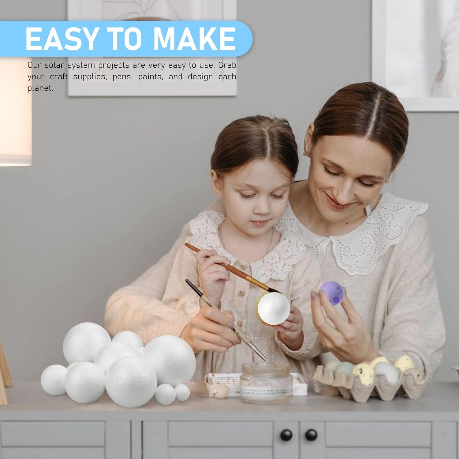 Kit Proyecto Sistema Solar Fansunta - 14 Esferas Poliestireno y 10 Palos Bambú 24 cm