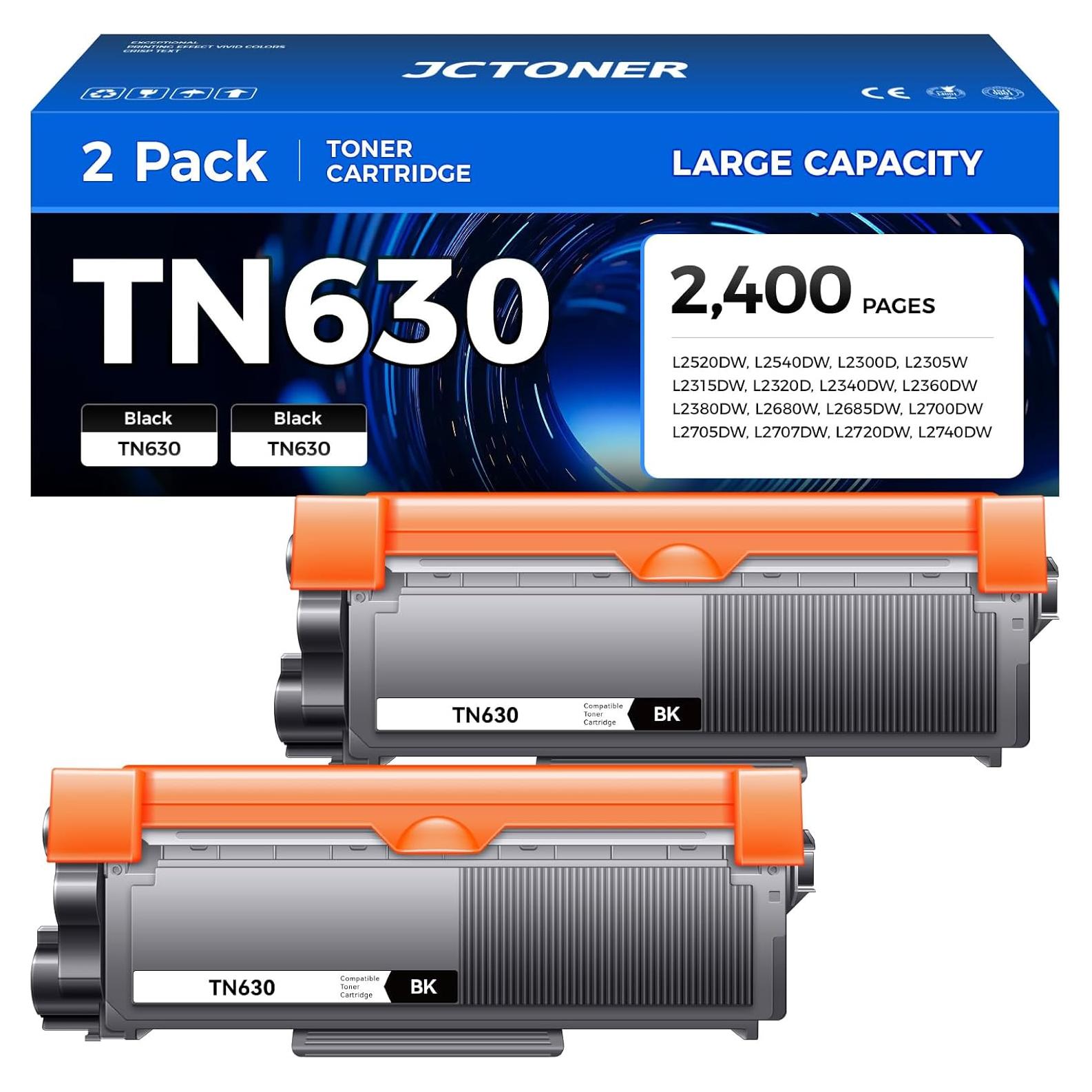 Cartucho de Tóner Negro JCTONER TN630 2-Pack Compatible