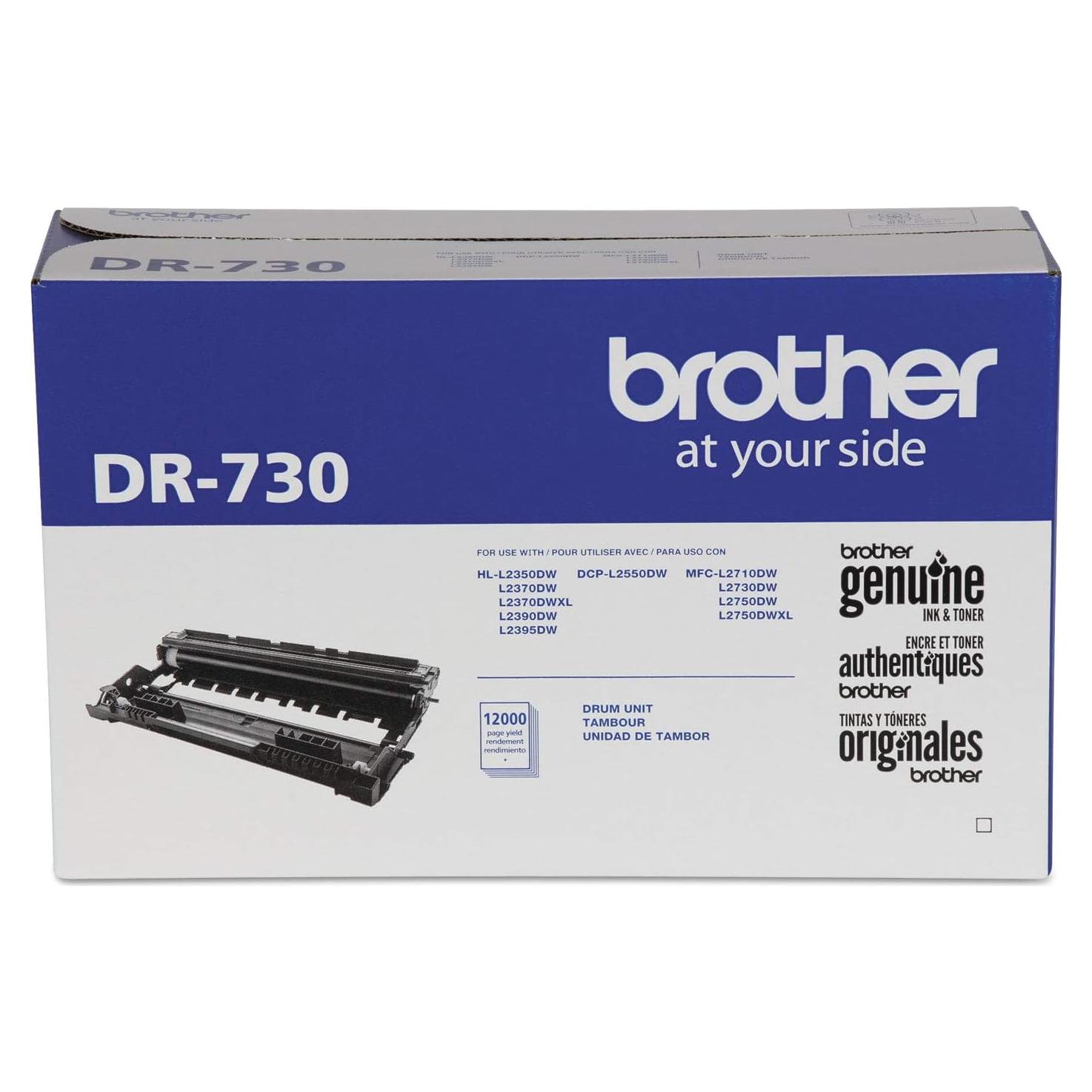 Unidad de tambor Brother DR-730, 12,000 páginas, compatible