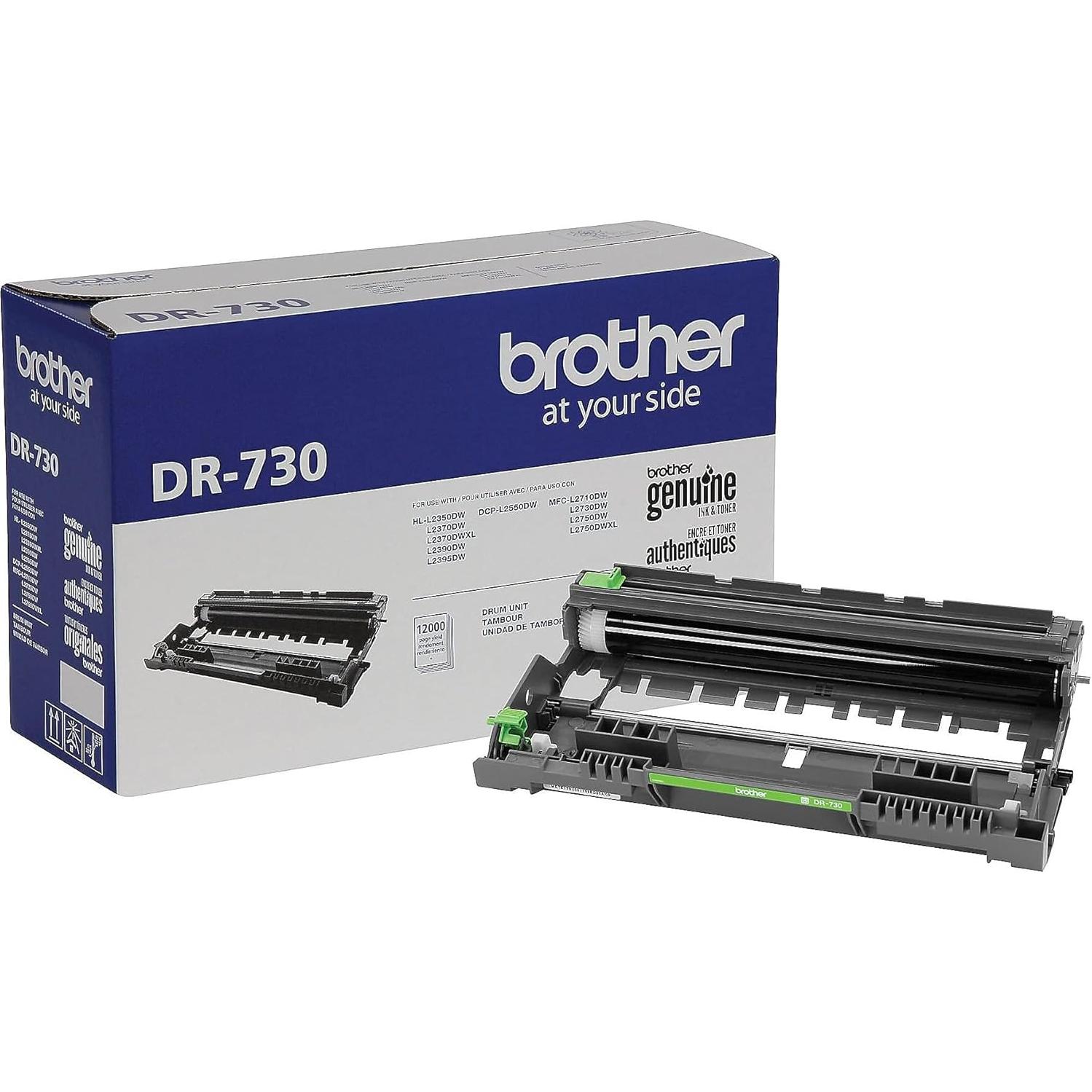 Unidad de tambor Brother DR-730, 12,000 páginas, compatible