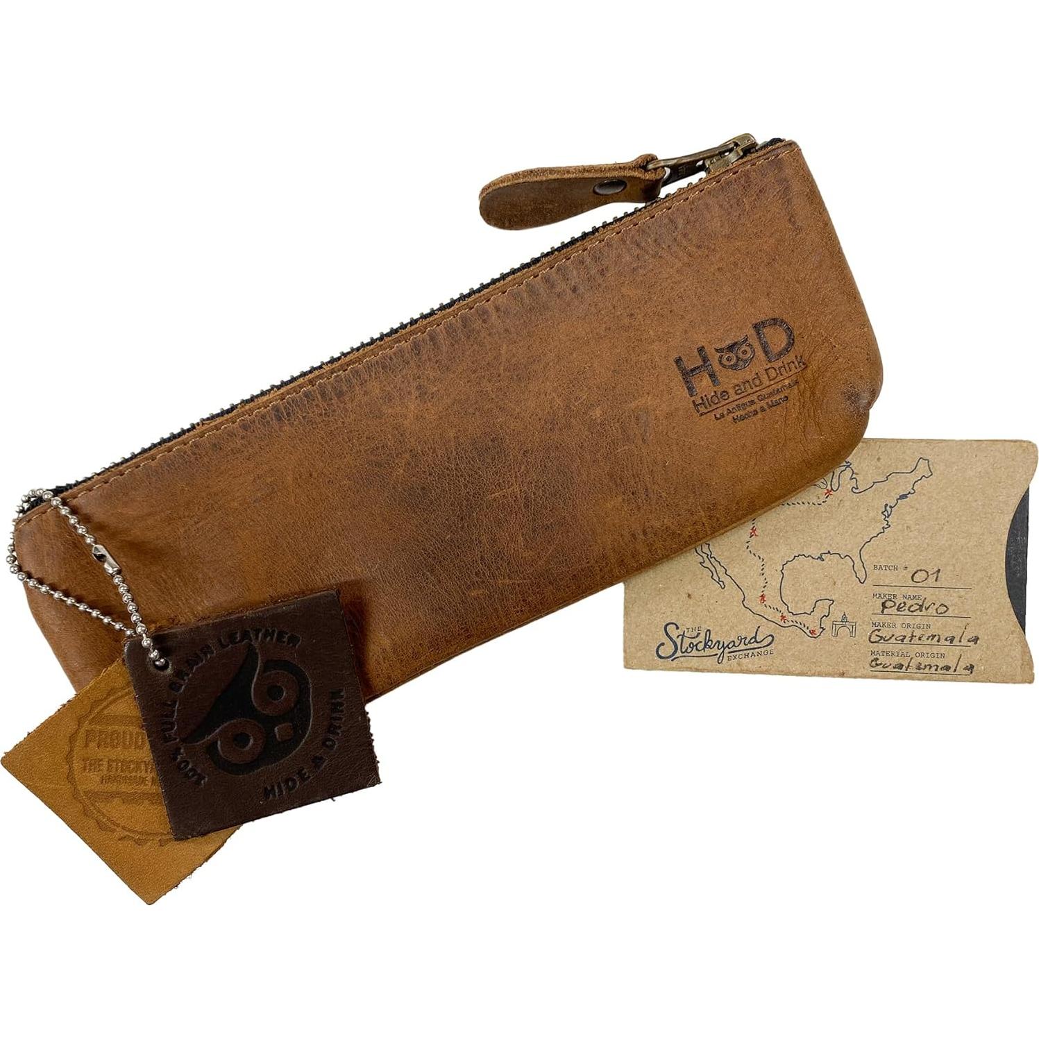Estuche Rectangular para Lápices Hide & Drink 20x7.6cm Cuero