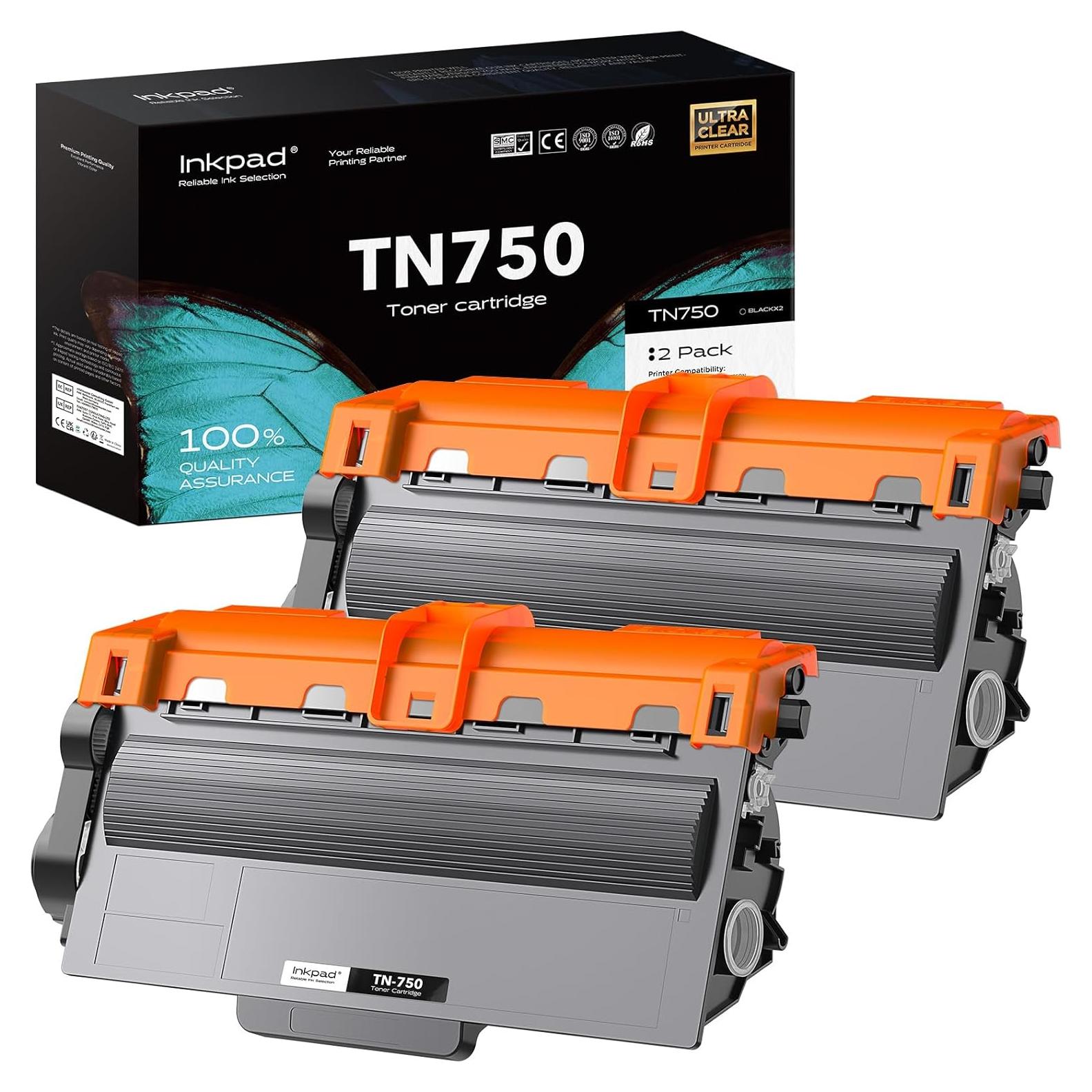 Cartuchos de Tóner Negro iNKPAD TN750 - 2 Paquetes, 8000 Páginas