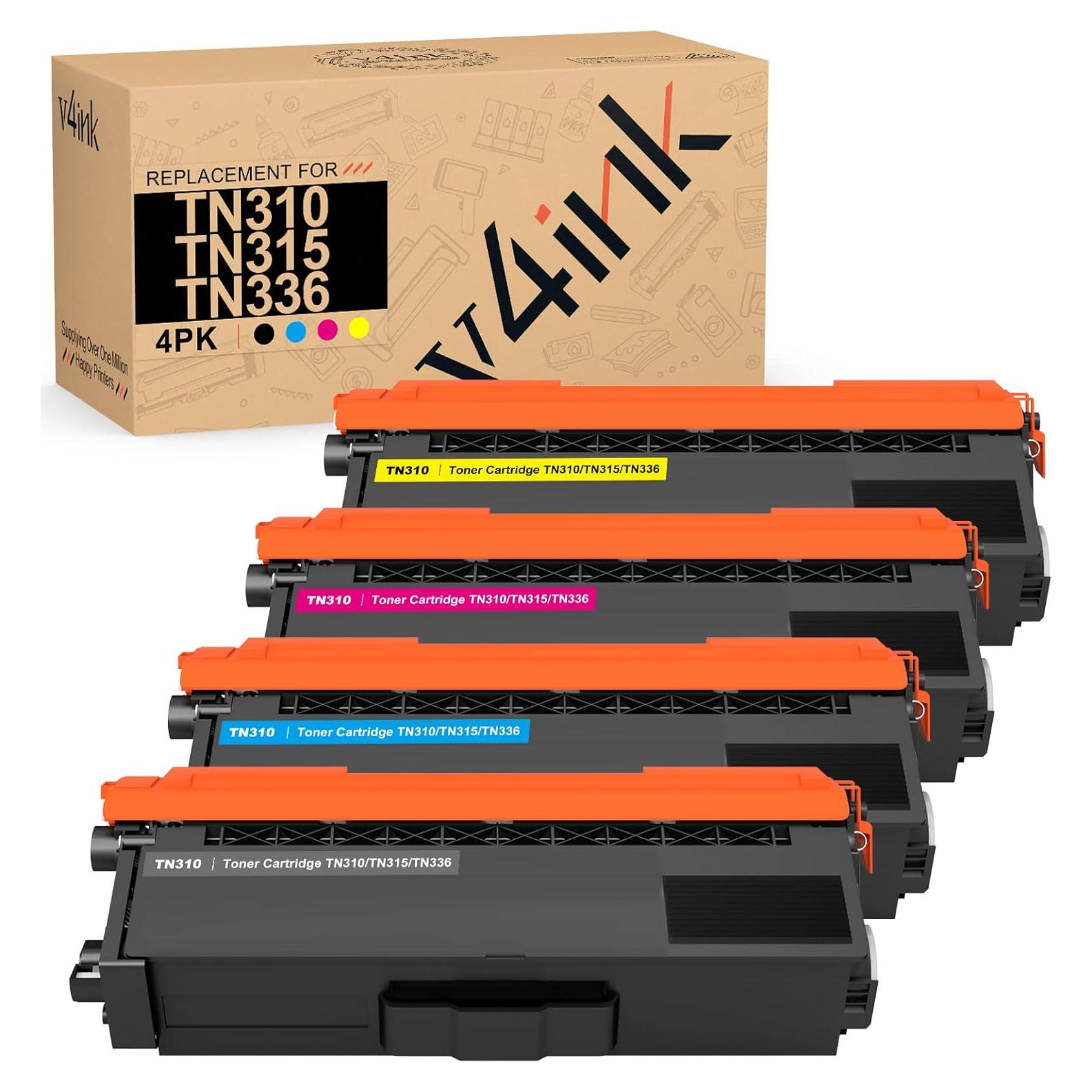 Tóner Compatible v4ink TN310 TN315 TN336 para Brother - 4 Paquetes