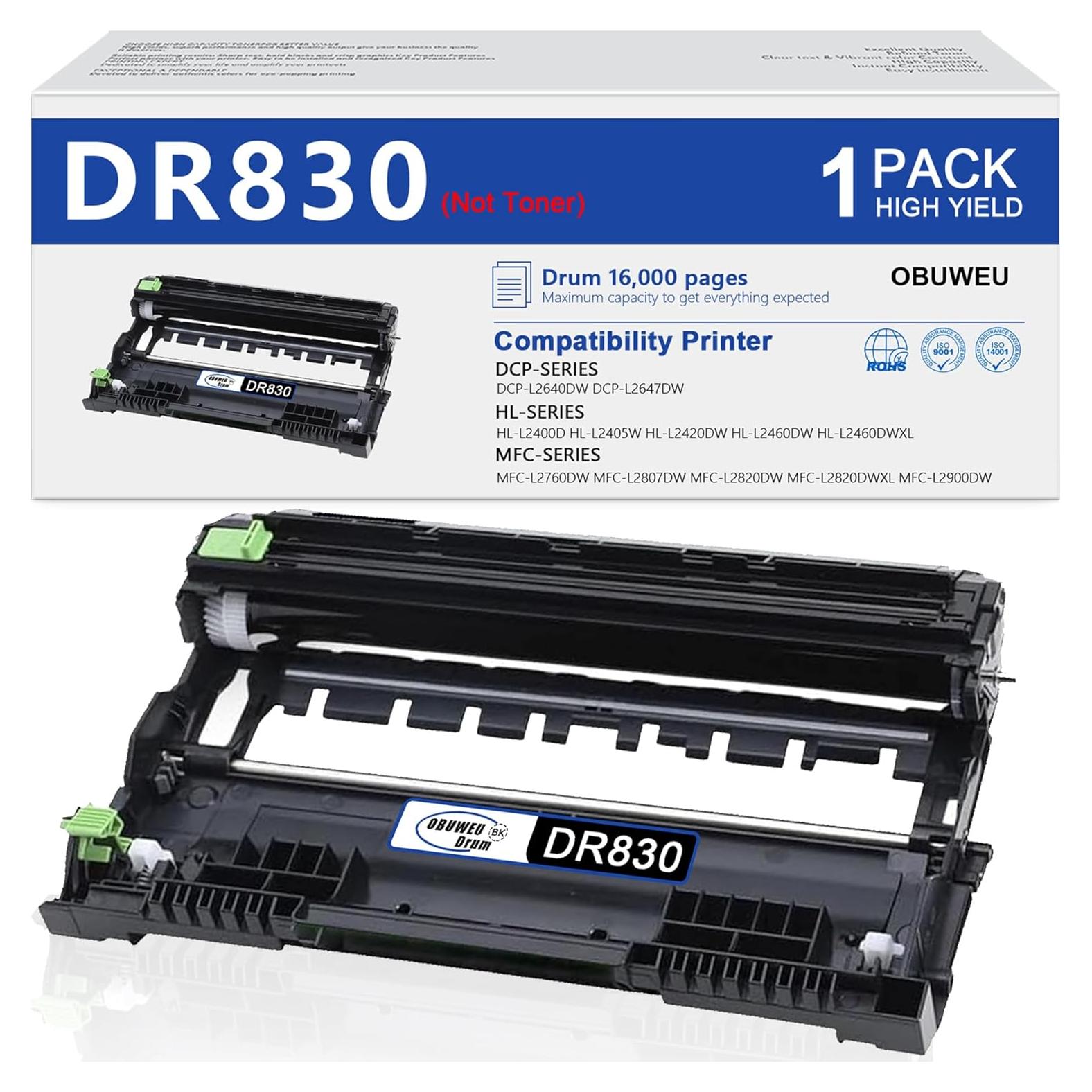 Unidad de tambor DR830 Negro OBUWEU 16000 páginas compatible