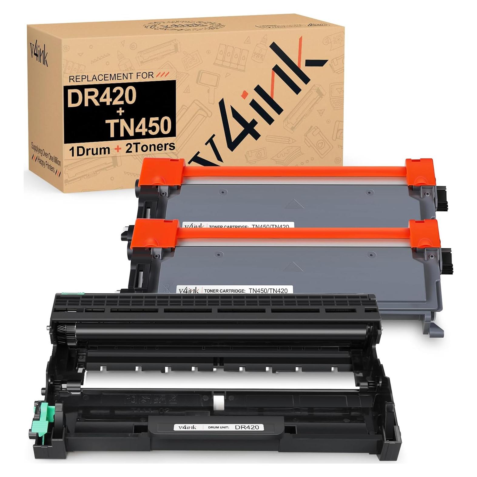 Tóner y Tambor Compatible v4ink TN450 DR420 para Brother