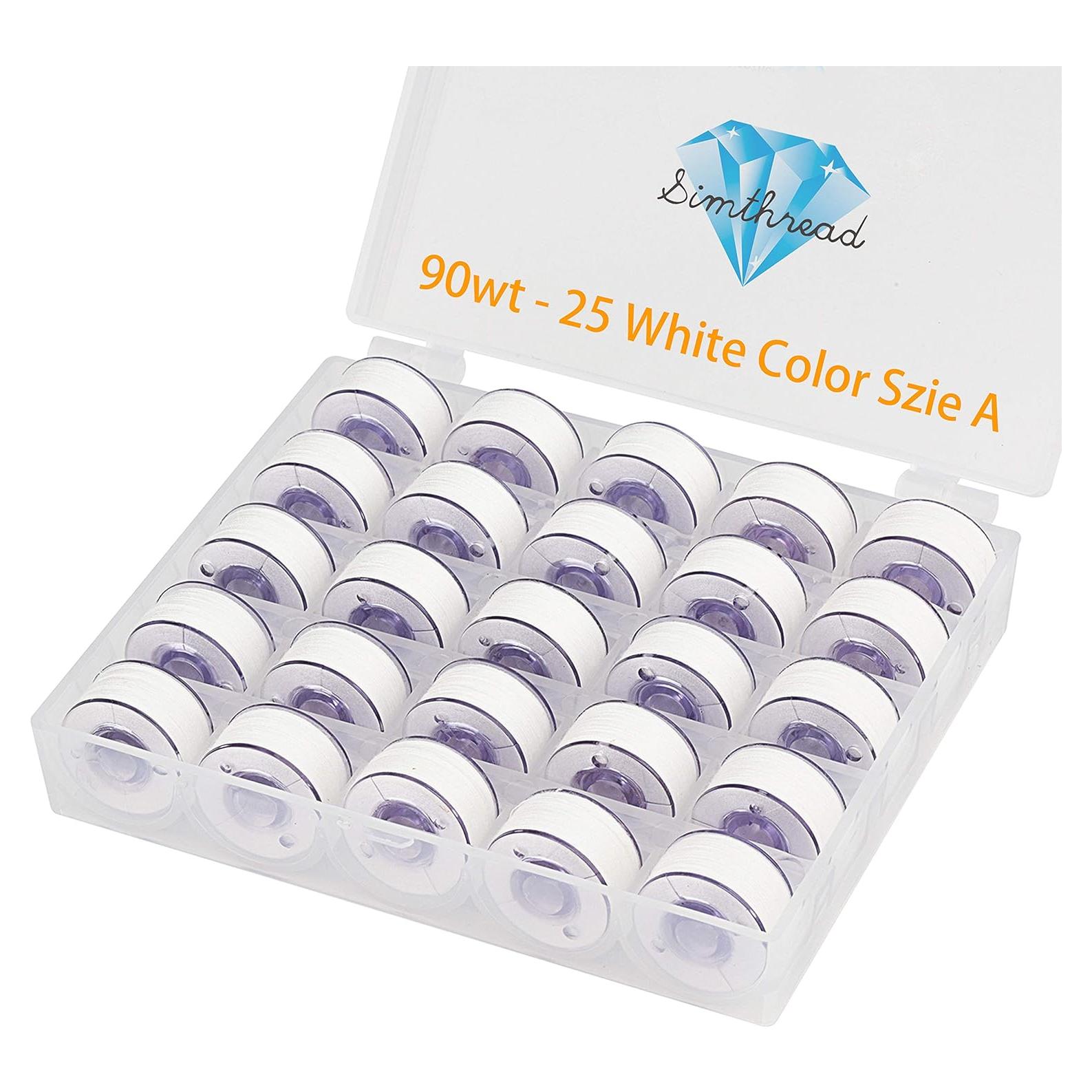 Hilo de Bobina Preenrollado Simthread 25pcs 90WT Blanco