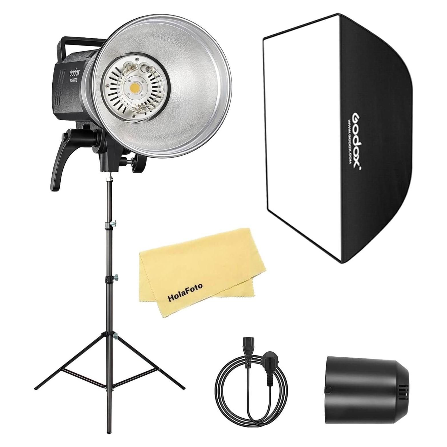 Kit de Luz Estroboscópica Godox MS300V 300W con Softbox 60x90cm