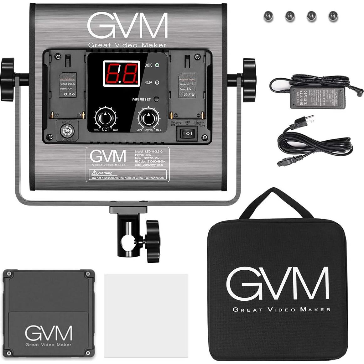 Luz de Video LED Bi-Color GVM APP 2300K-6800K 0.99kg