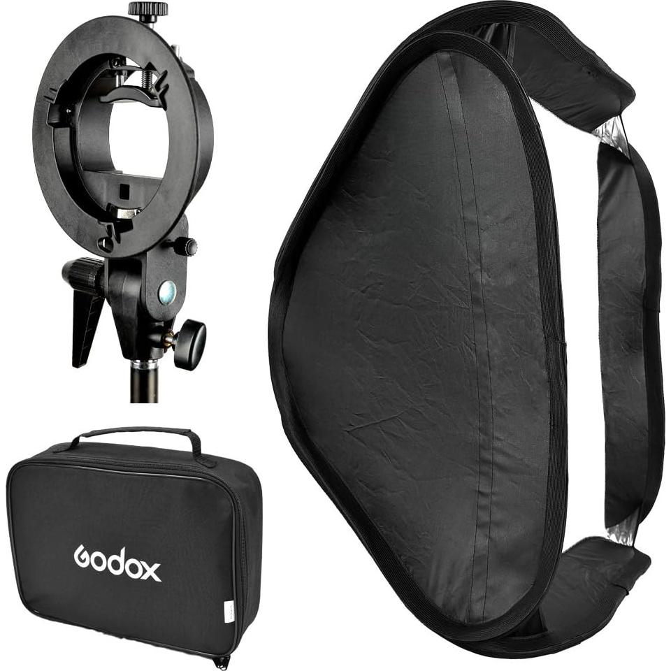 Godox 32" x 32" Softbox with S-Type Bowens Mount Bracket Flash Holder Kit for Camera Flash Speedlight Studio Photography Lighting (80cm x 80cm)