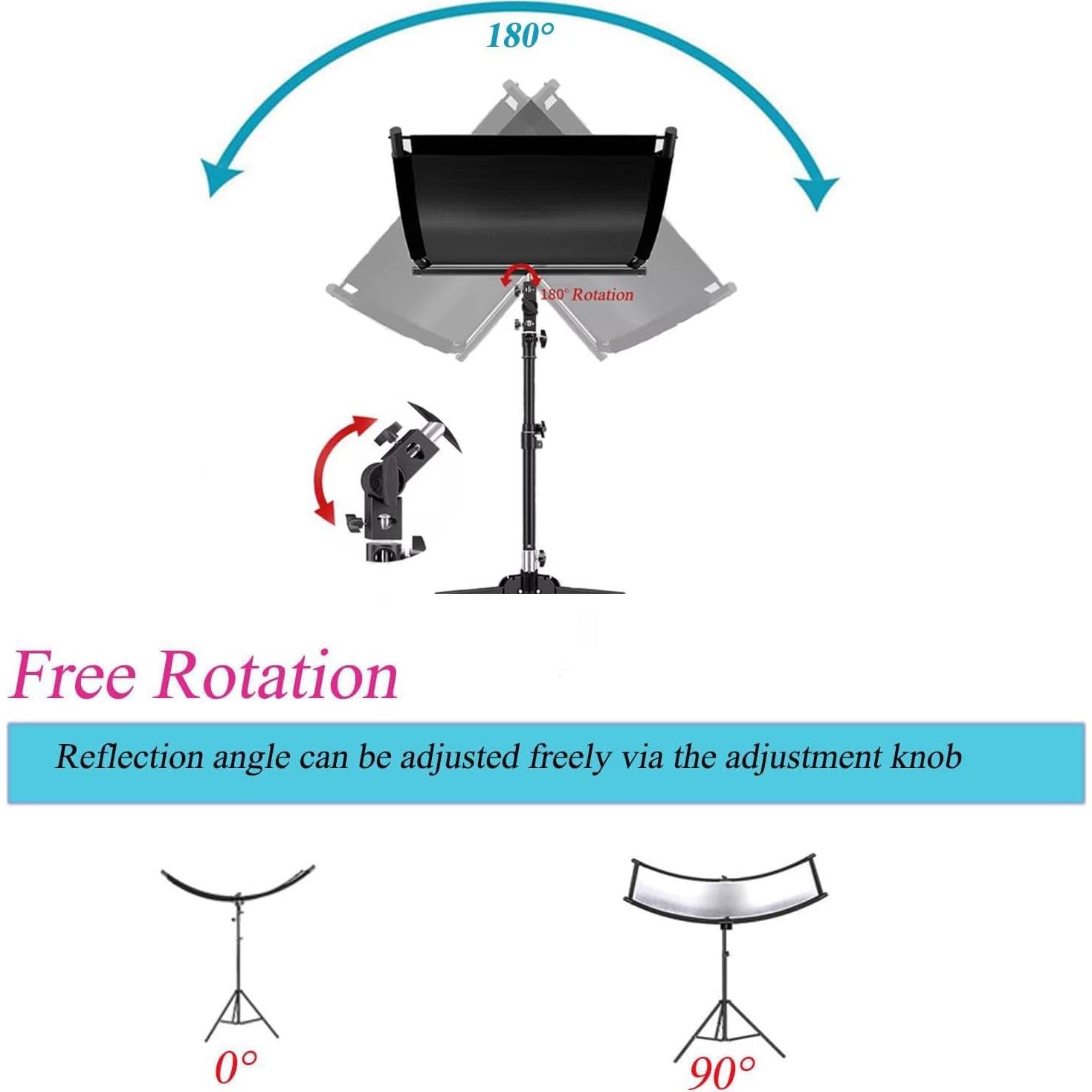 Difusor Reflector de Luz Clamshell YUOCU 180x60cm con Soporte