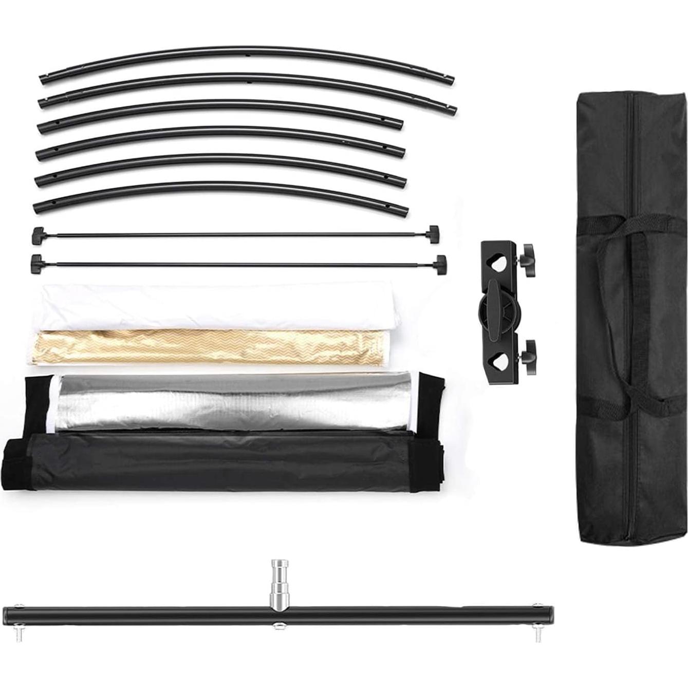 Difusor Reflector de Luz Clamshell YUOCU 180x60cm con Soporte