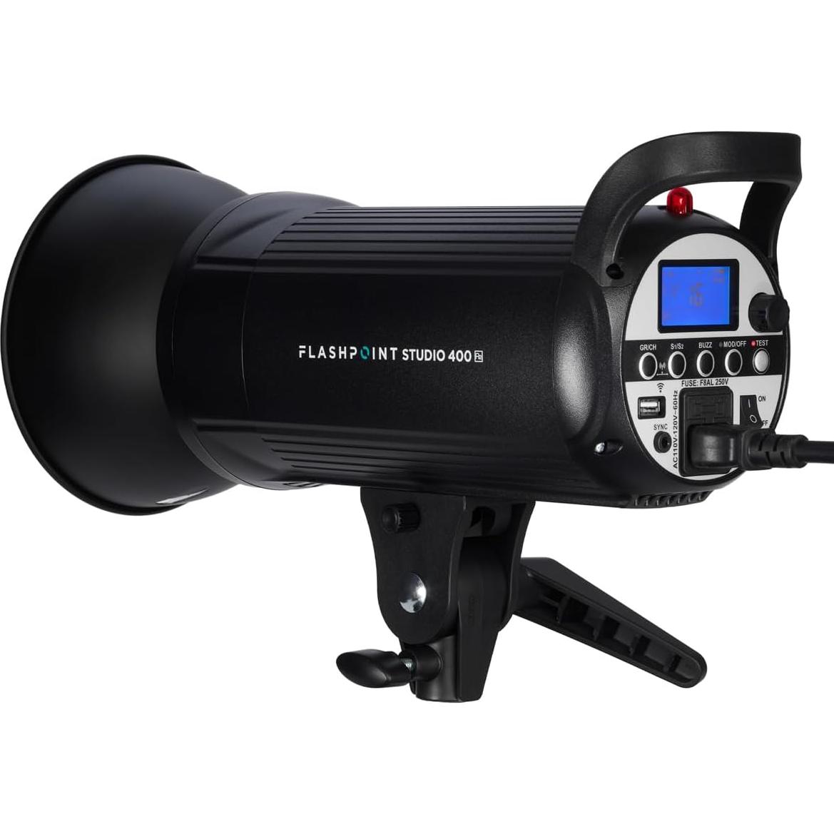 Flashpoint Studio 400 R2 Bowens Mount Monolight Kit with 9.5' Pro Air-Cushioned Heavy-Duty Light Stand (Godox SK400II)