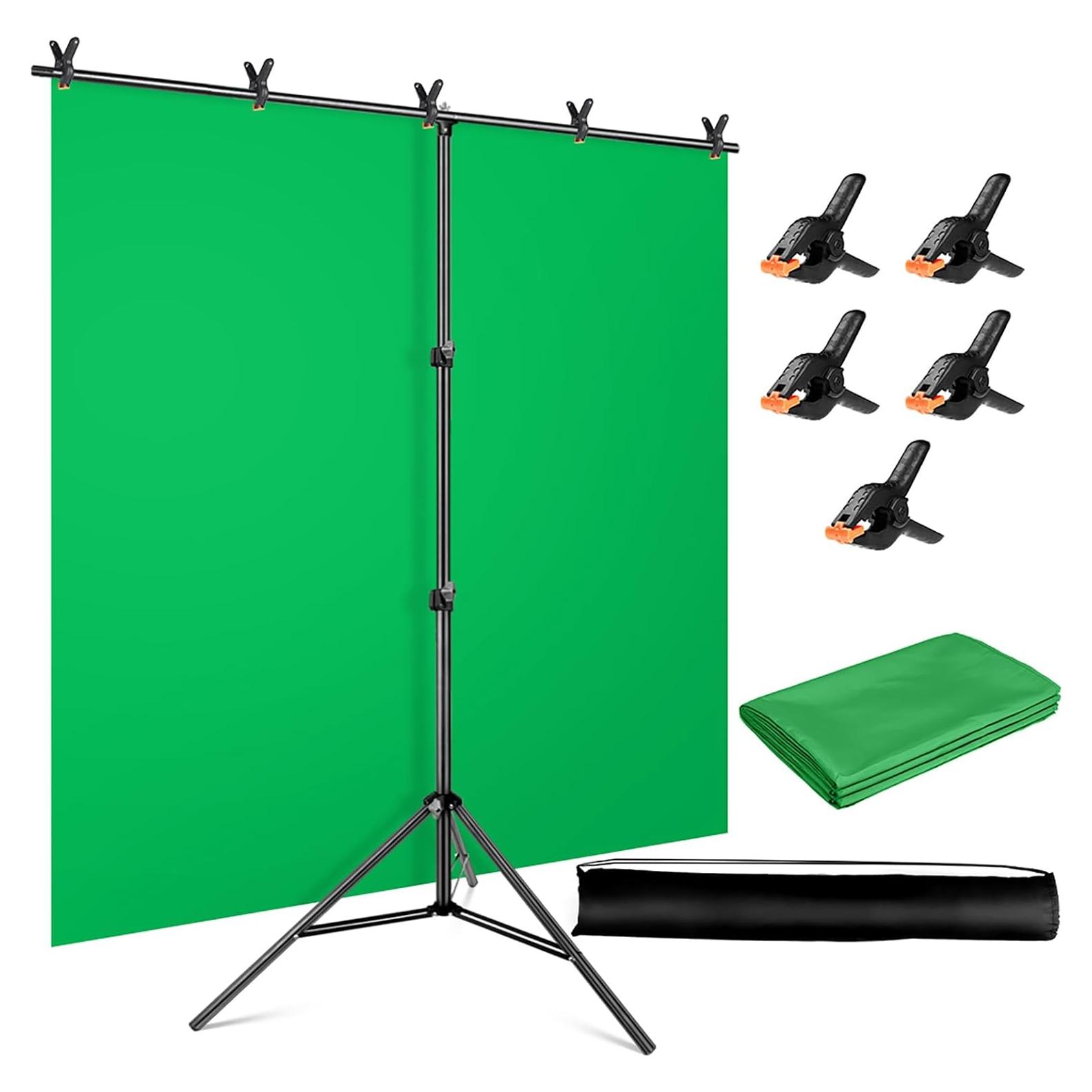 Kit de Fondo de Pantalla Verde YAYOYA 1.52 x 1.98 m con Soporte