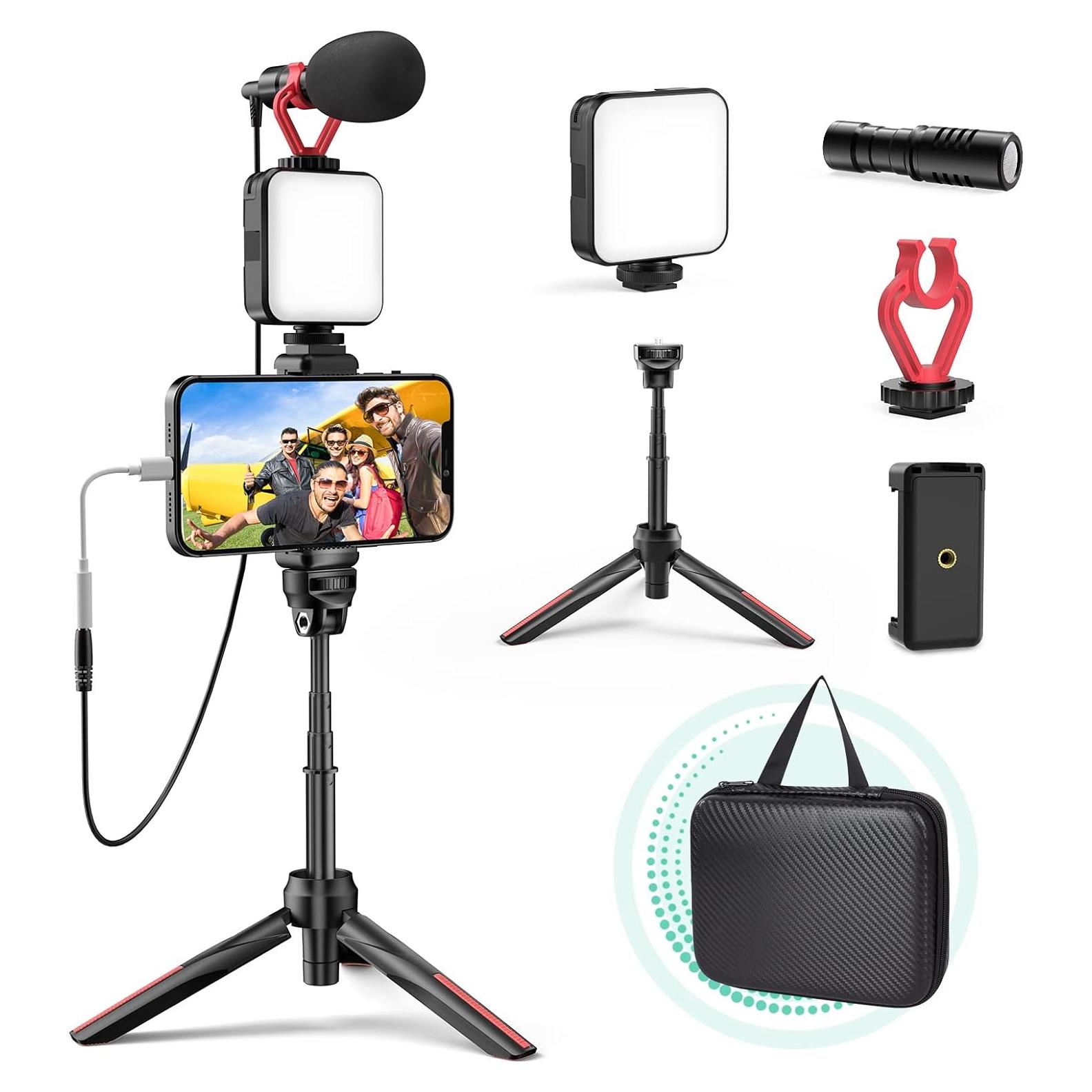 Kit de Vlogging TECELKS para Smartphone con Luz LED y Trípode
