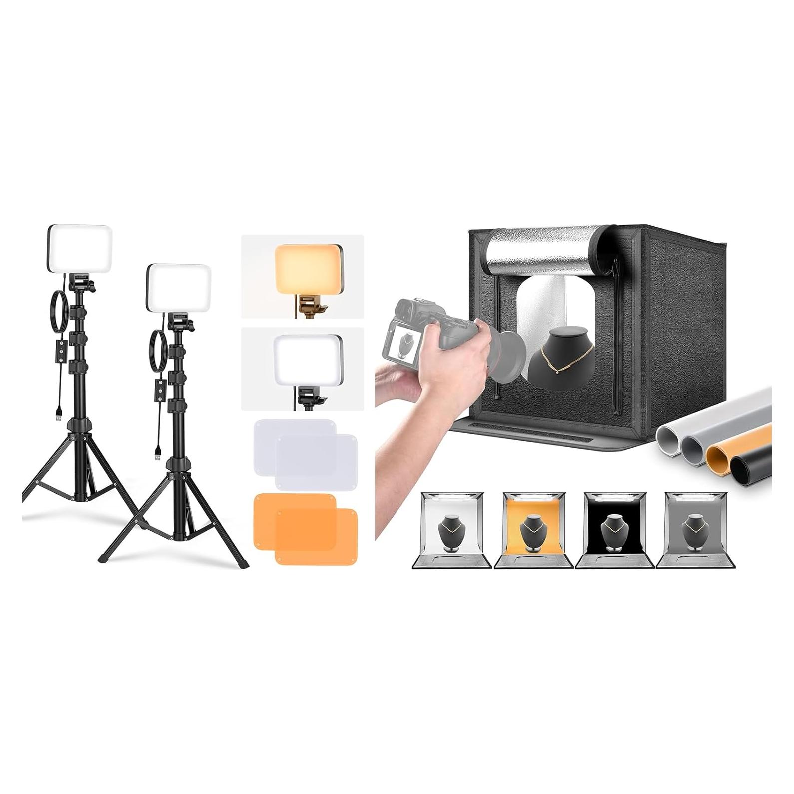 Kit de Iluminación LED Neewer BP66 con Soporte y Filtros