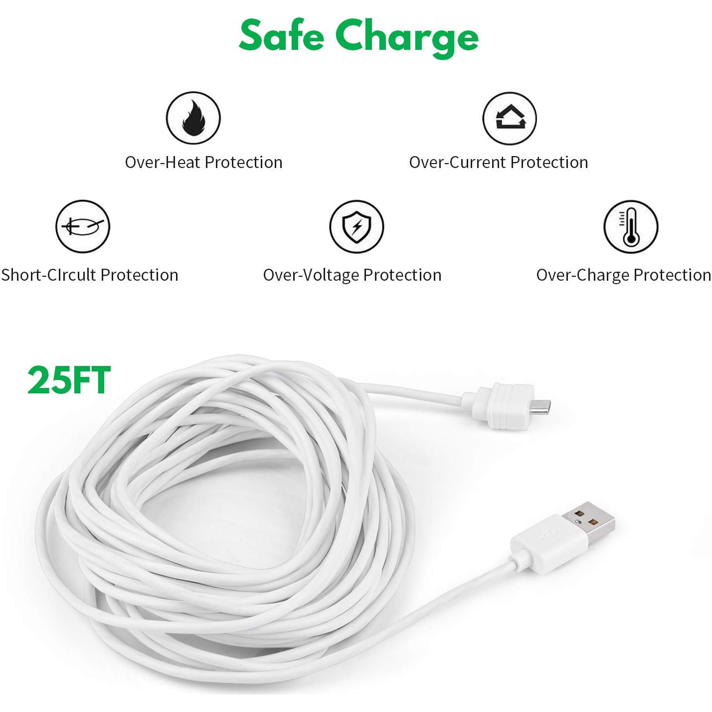 Paquete de 2 cables USB de 7.5 m para Blink Mini - Zeshbit