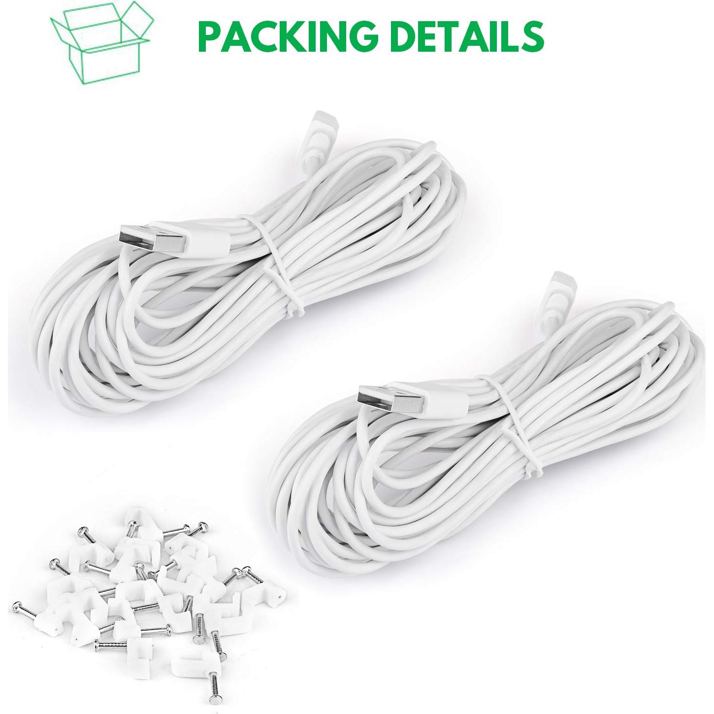 Paquete de 2 cables USB de 7.5 m para Blink Mini - Zeshbit