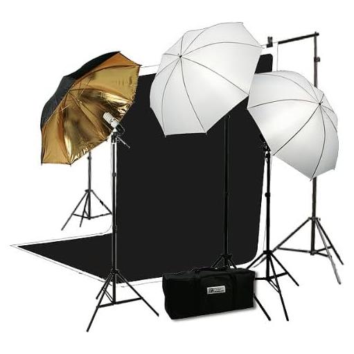 ePhoto Triple Lighting Video Photography Light Kit 2 Muslin Support Stands Kit with Case by ePhotoInc H4049