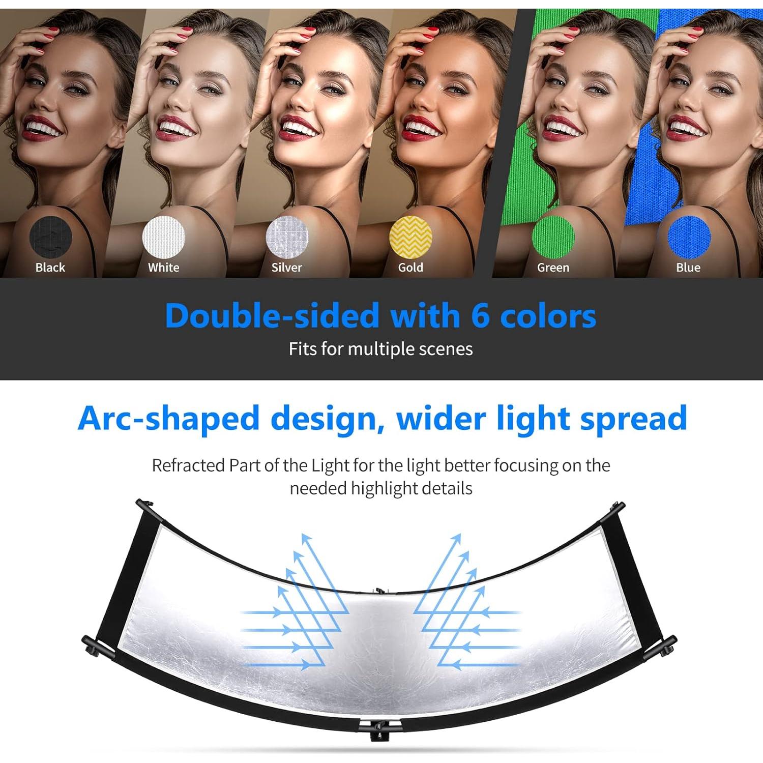 Reflector Difusor de Luz Neewer 66" x 24" Curvado 6 Colores