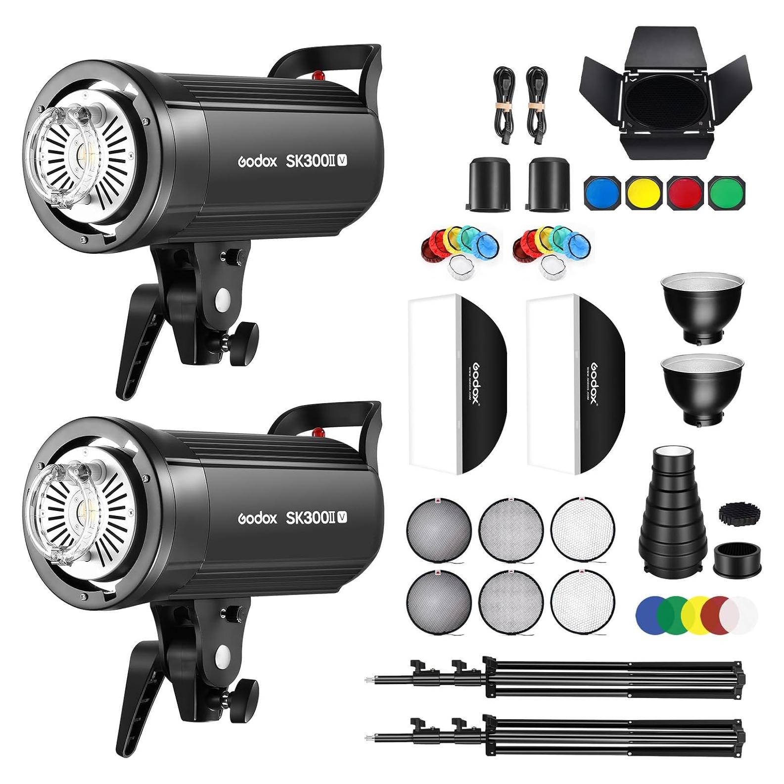Kit Doble de Flash Estroboscópico Godox SK300IIV 600Ws 5700K