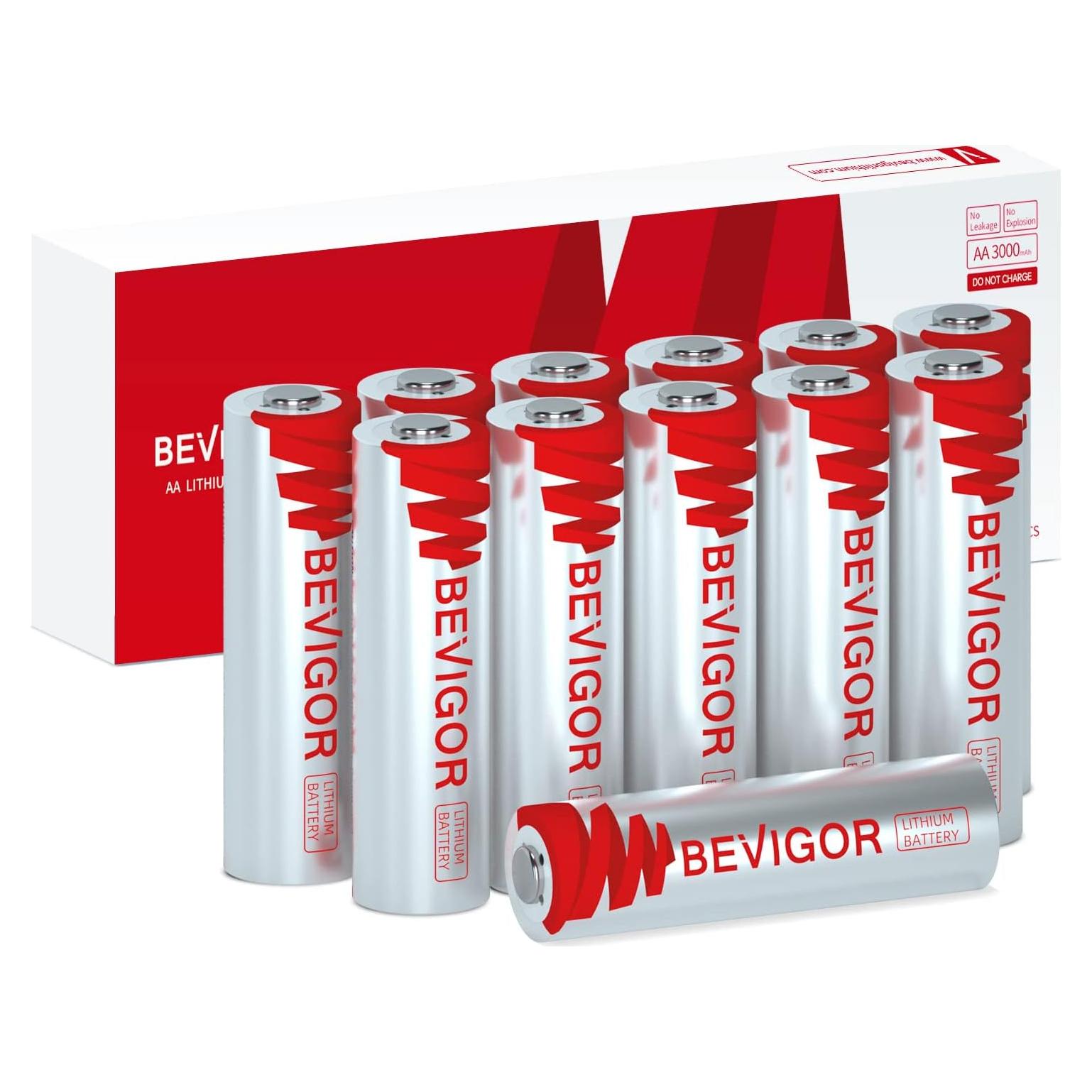 Baterías de Litio AA Bevigor 12 Pack 3000mAh 1.5V