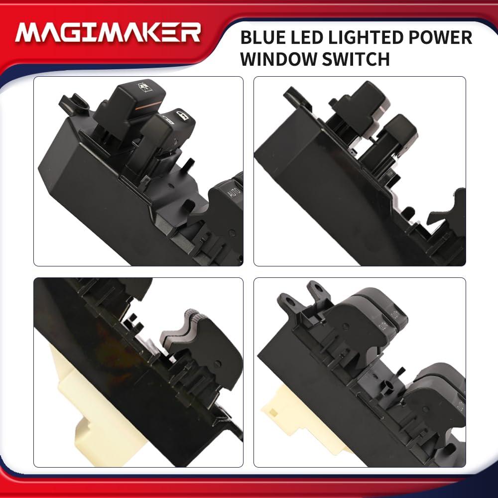 Interruptor de Ventana Eléctrica Izquierdo Magimaker Toyota Tundra 2007-2021 con Luz LED Azul