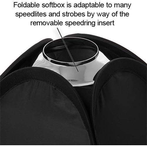 Fotodiox Pro 20x20" Foldable Softbox PLUS Grid (Eggcrate) for Studio Strobe/Flash with Soft Diffuser and Dedicated Speedring Insert, for Balcar, White Lightning, Lighting, X800, X1600, X3200 Strobe Flash Light, Soft box, Speed Ring