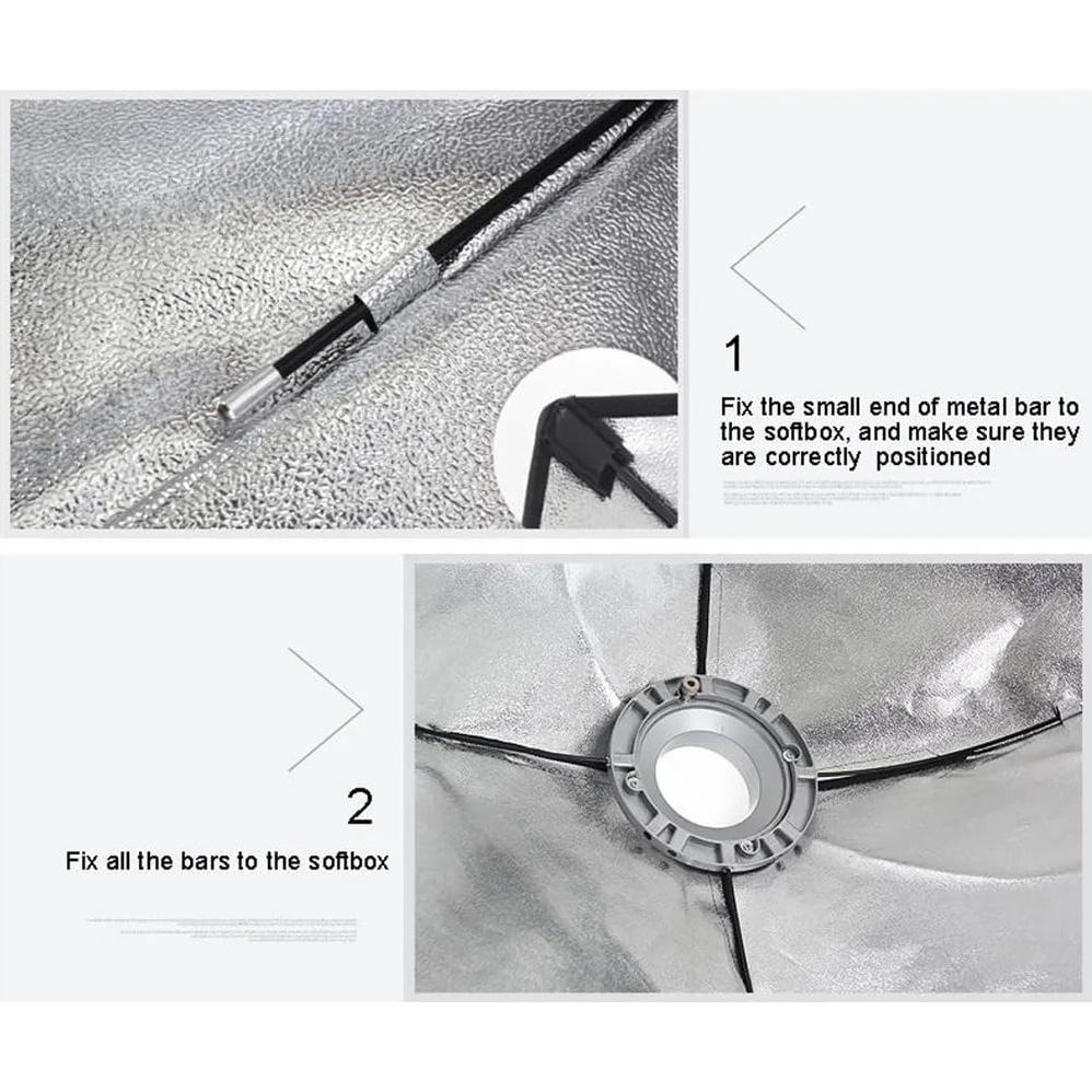 Softbox Rectangular Plegable 200x40cm Cámara Reflex con Rejilla