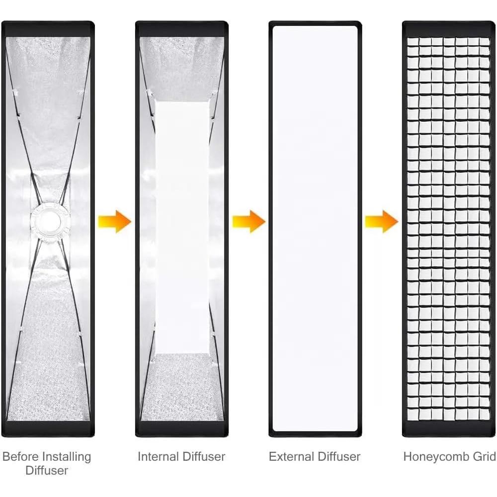 Softbox Rectangular Plegable 200x40cm Cámara Reflex con Rejilla