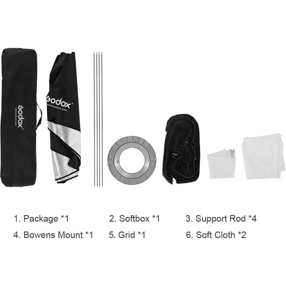 Godox 12"x 47" 30x120cm Honeycomb Grid Rectangular Softbox for Photo Strobe Studio Flash Softbox Bowens Mount