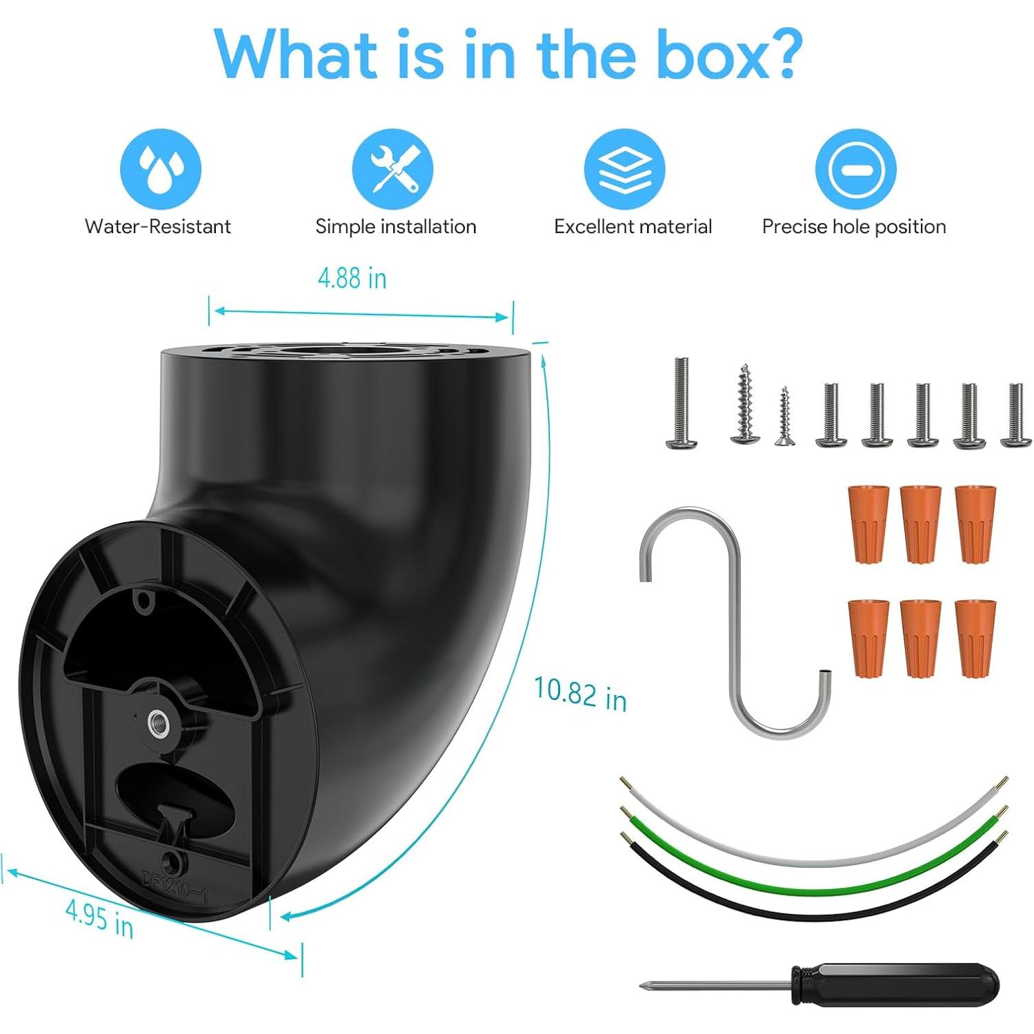 Soporte de Alero QUIDDITY para Cámara Ring y Blink - Negro