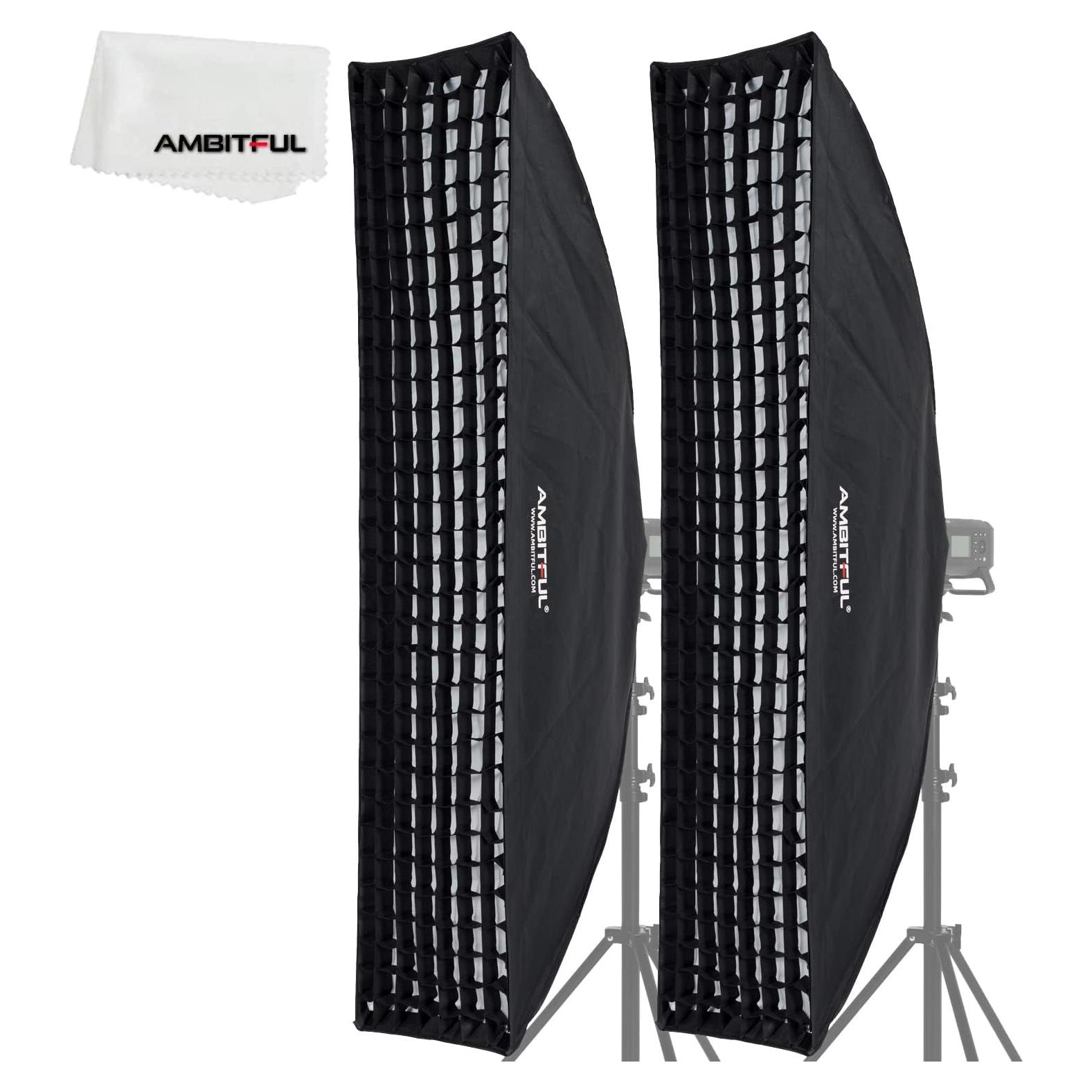 Softbox Rectangular AMBITFUL 35x160cm con Rejilla Panal (2PCS)