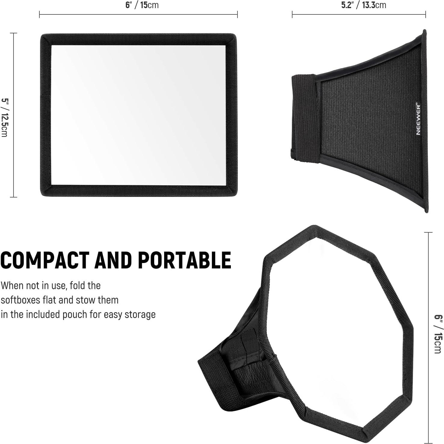 Softbox Plegable NEEWER 2 Pack 15cm Octagonal y 15x12.5cm Rectangular