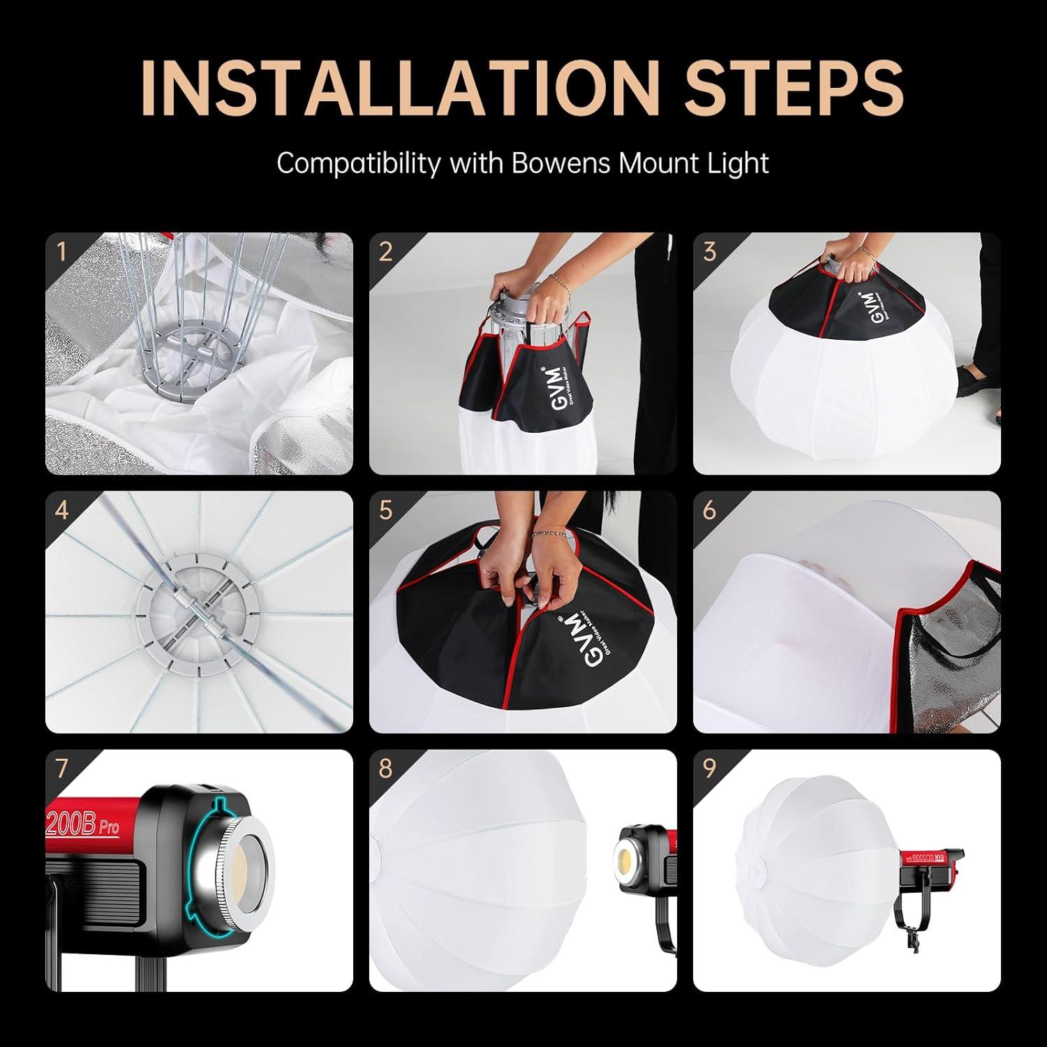 Softbox de Linterna GVM 66cm Compatible con Montaje Bowens