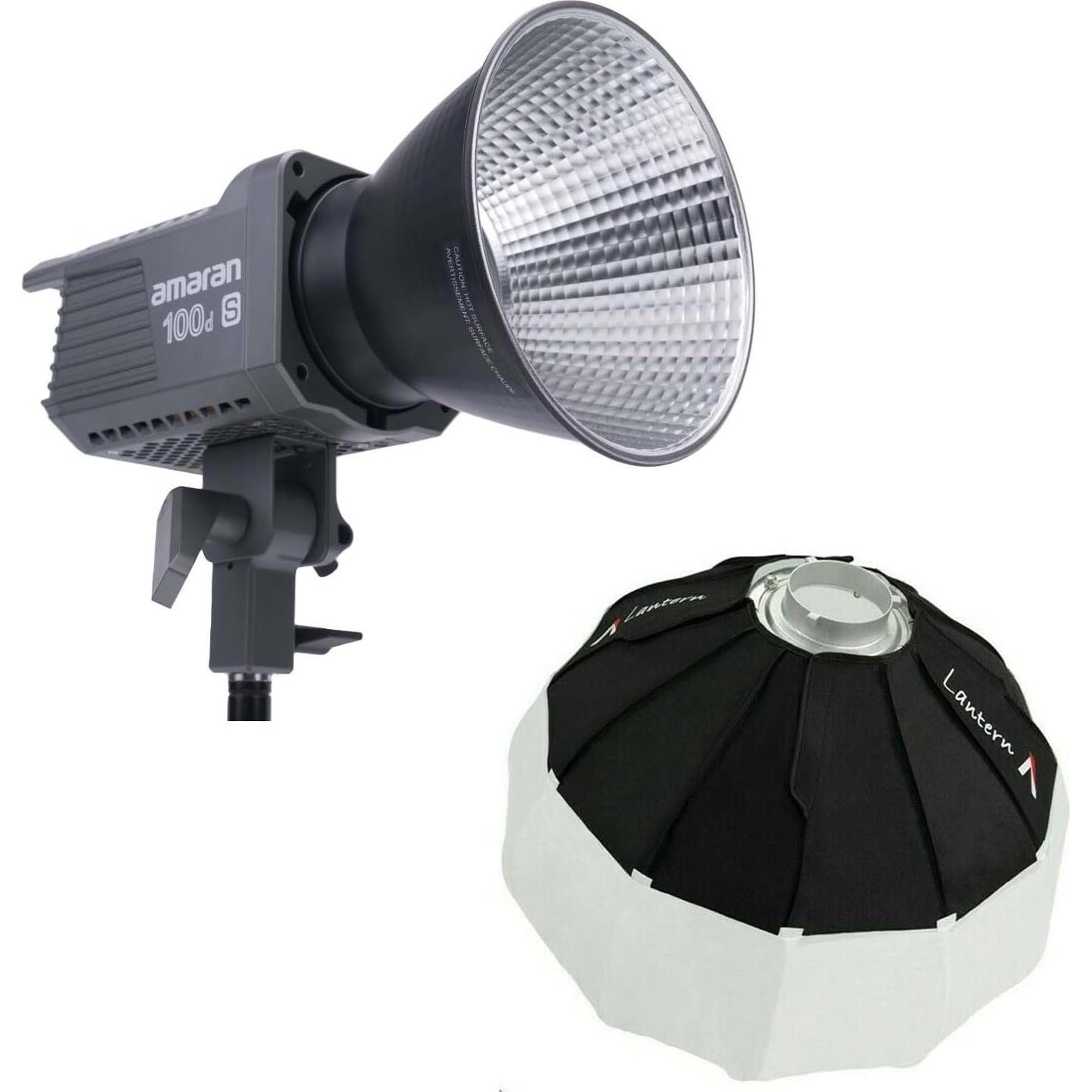Aputure Amaran 100D S with Aputure Lantern 65cm Softbox Kit,130W LED Video Light,5600K CRI+95 with Bowens Mount for Photography,YouTube Films