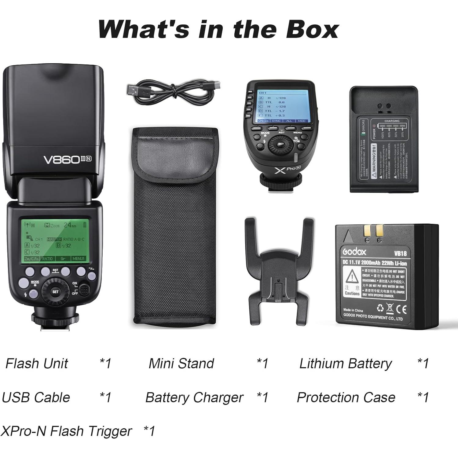 Flash Godox V860II-N TTL con disparador XPro-N para Nikon