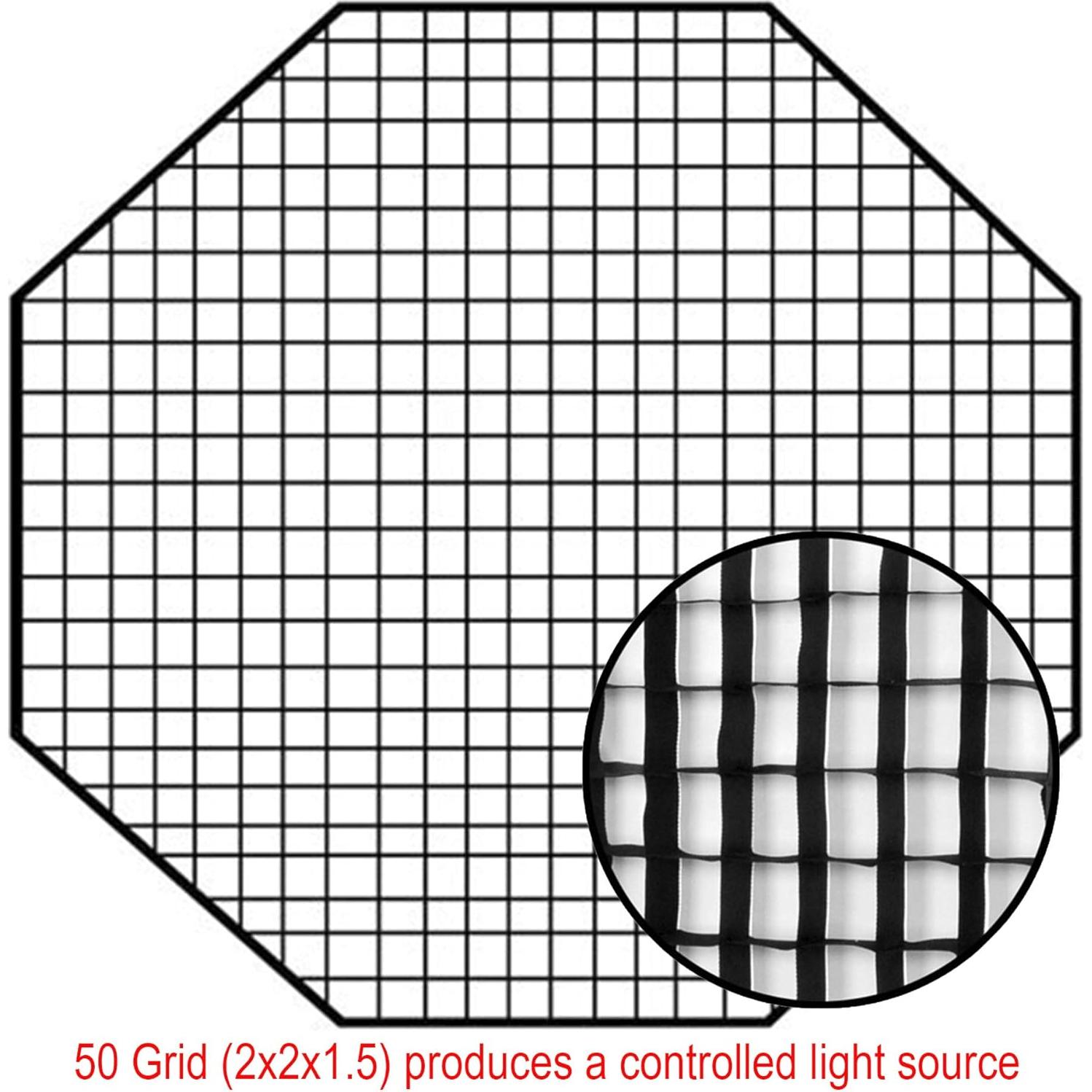 Fotodiox Pro 48" Octagon Softbox PLUS Grid (Eggcrate) for Studio Strobe/Flash with Soft Diffuser and Dedicated Speedring, for Bowens Gemini Standard, Classica Powerpack, R Series, Rx Series, and Pro Series Strobe Flash Light, Soft box, Speed Ring