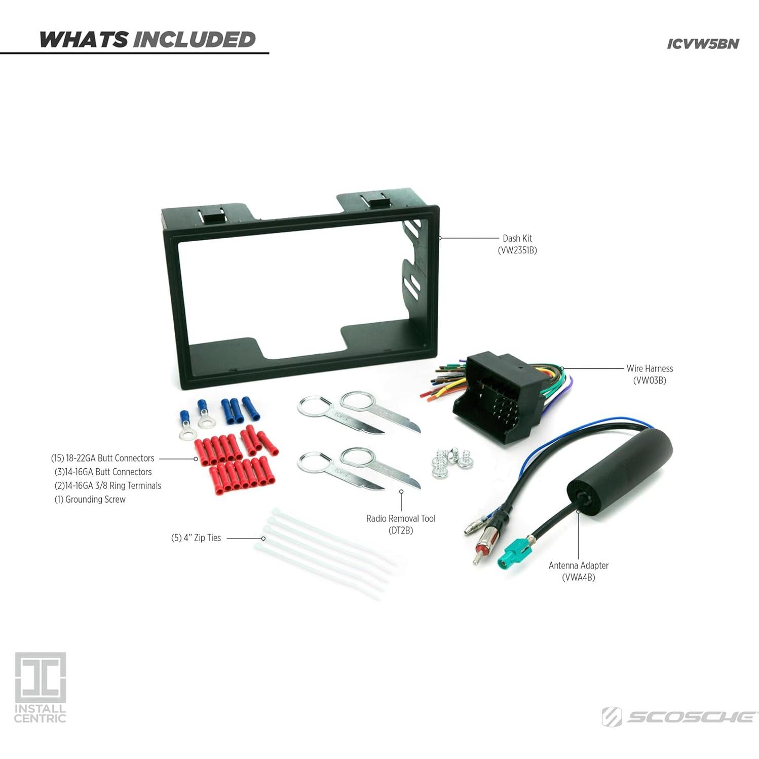Kit Instalación Radio Doble DIN Scosche ICVW5BN para VW 2002-2005