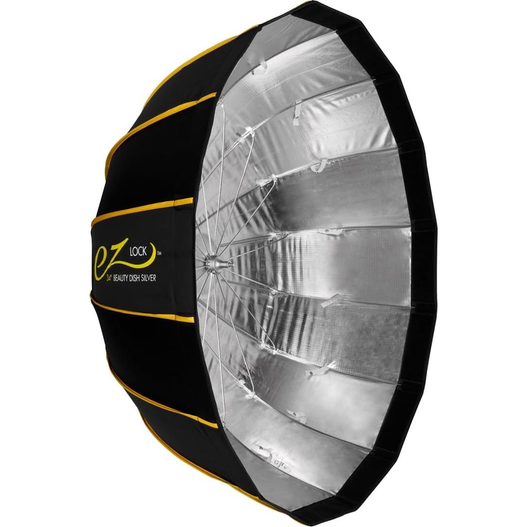 Flashpoint eVOLV 200 Pro TTL Pocket Flash Kit (AD200 Pro) - Glow EZ Lock Collapsible Silver Beauty Dish (34in), Glow Handheld Grip S-Type Bracket Bowens Mount Holder for Speedlite Flash Softbox