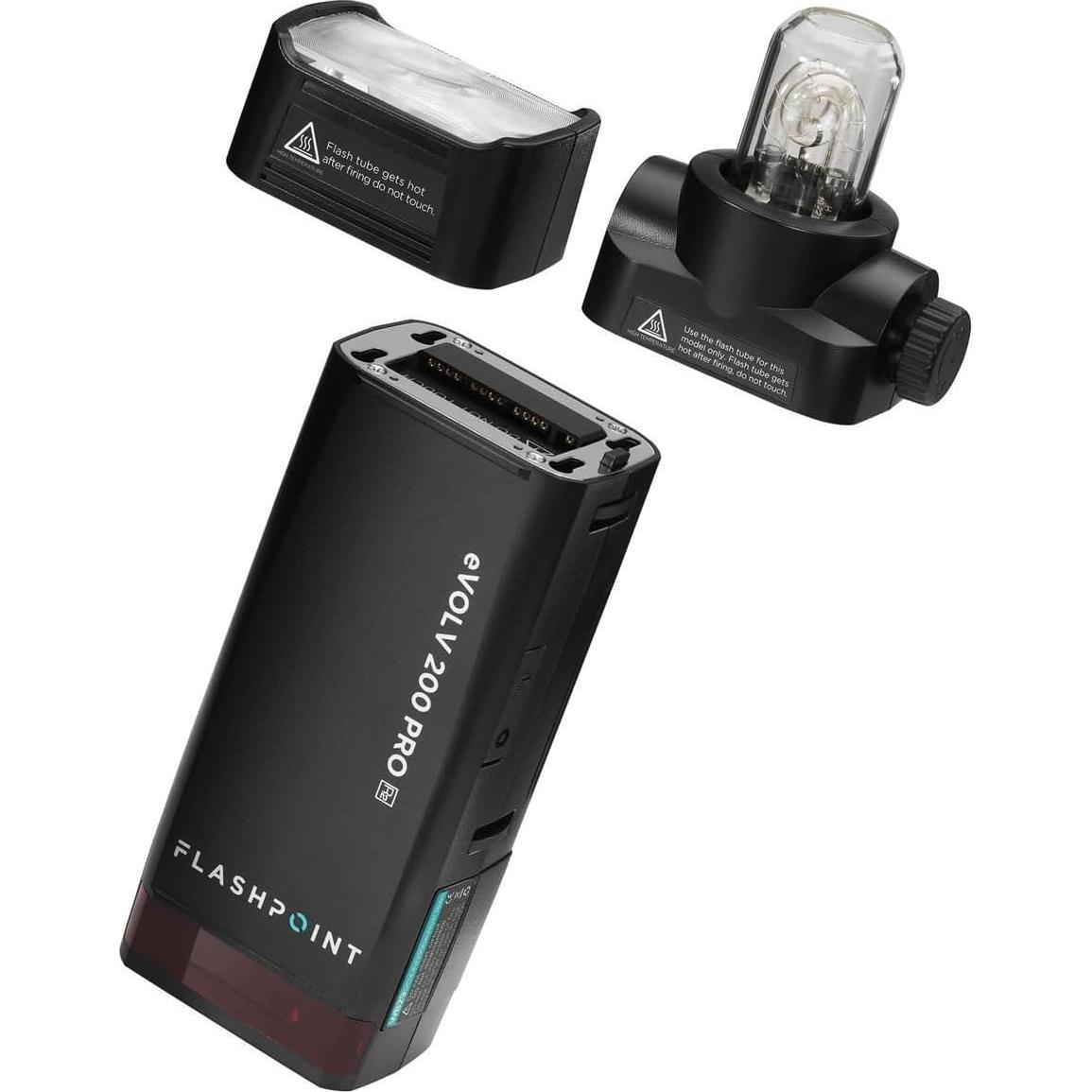 Flashpoint eVOLV 200 Pro TTL Pocket Flash Kit (AD200 Pro) - Glow EZ Lock Collapsible Silver Beauty Dish (34in), Glow Handheld Grip S-Type Bracket Bowens Mount Holder for Speedlite Flash Softbox