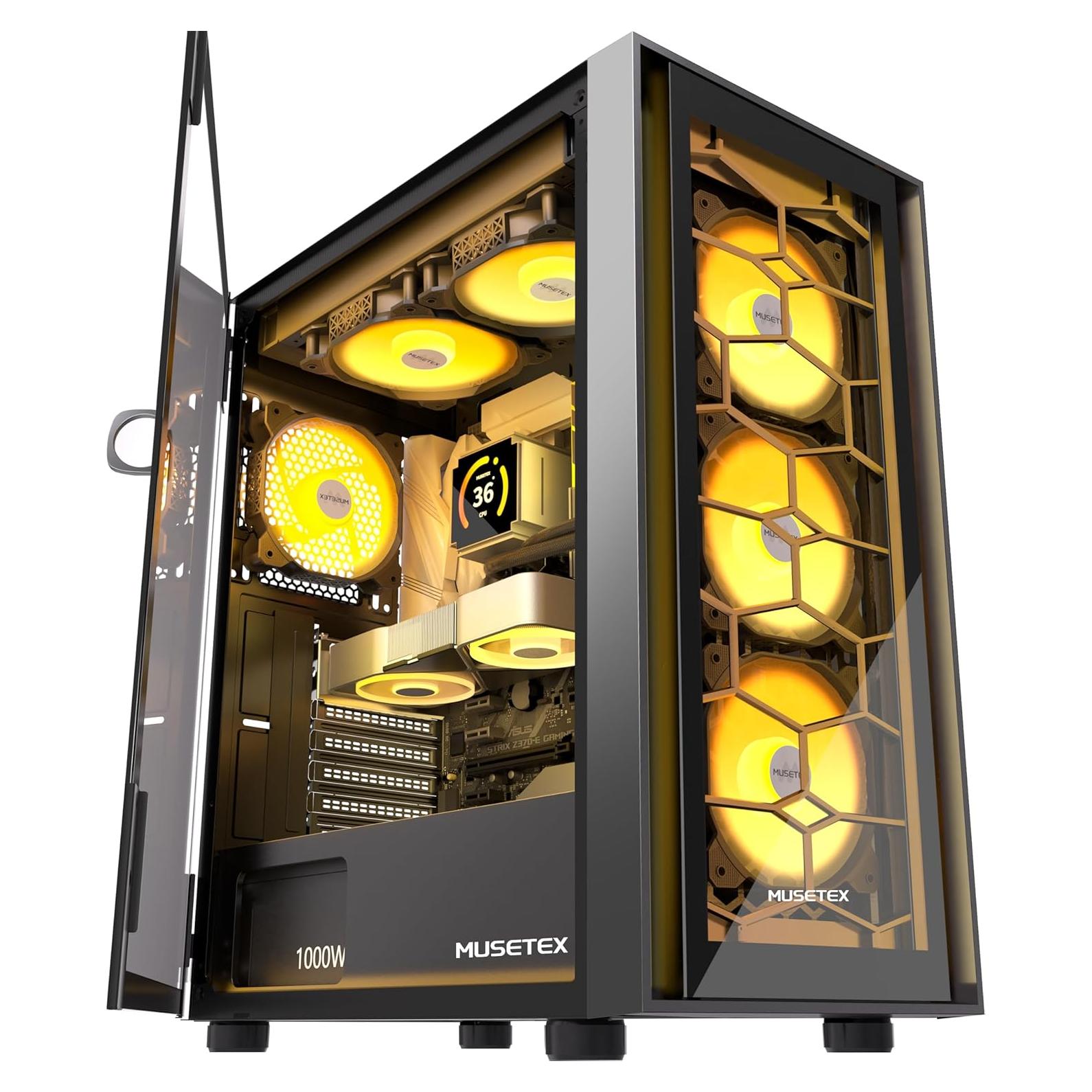 Caja de PC MUSETEX G07 ATX con 6 Ventiladores ARGB