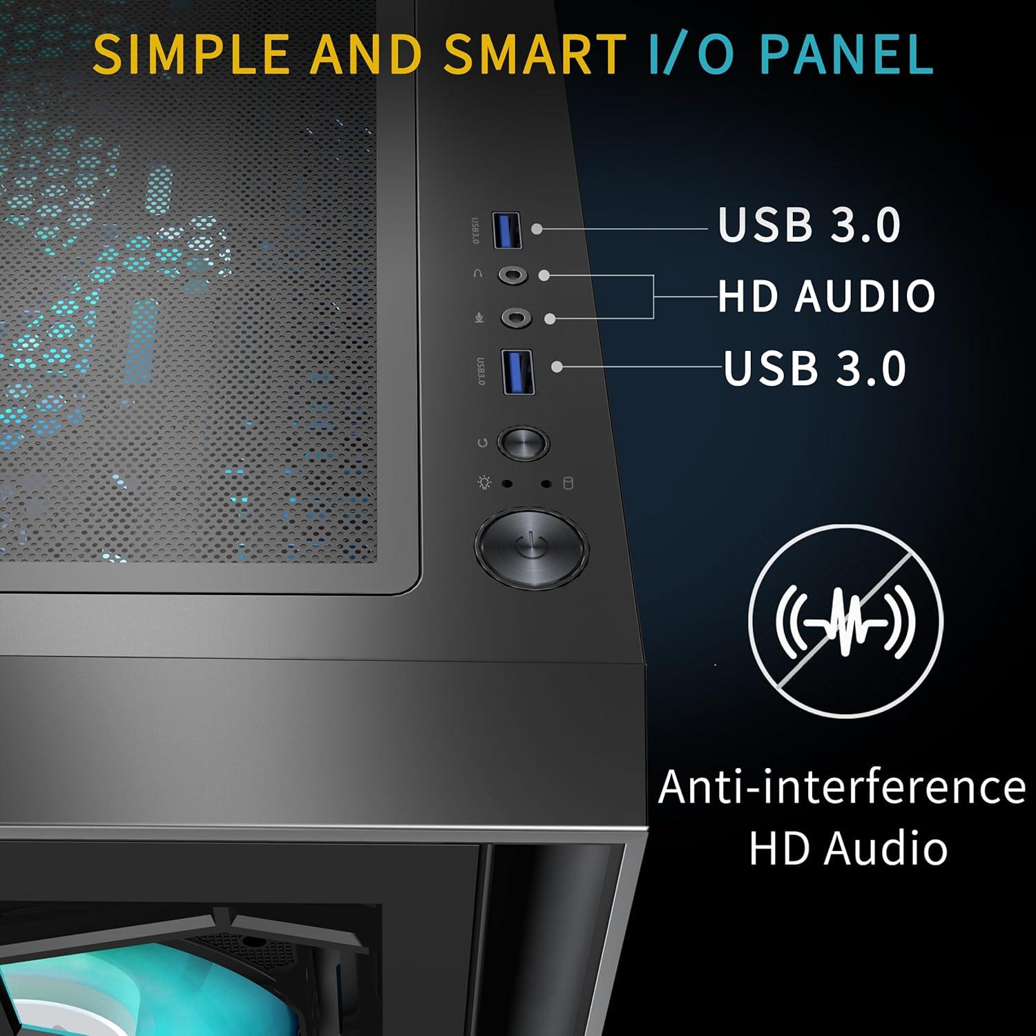 Caja de PC MUSETEX G07 ATX con 6 Ventiladores ARGB