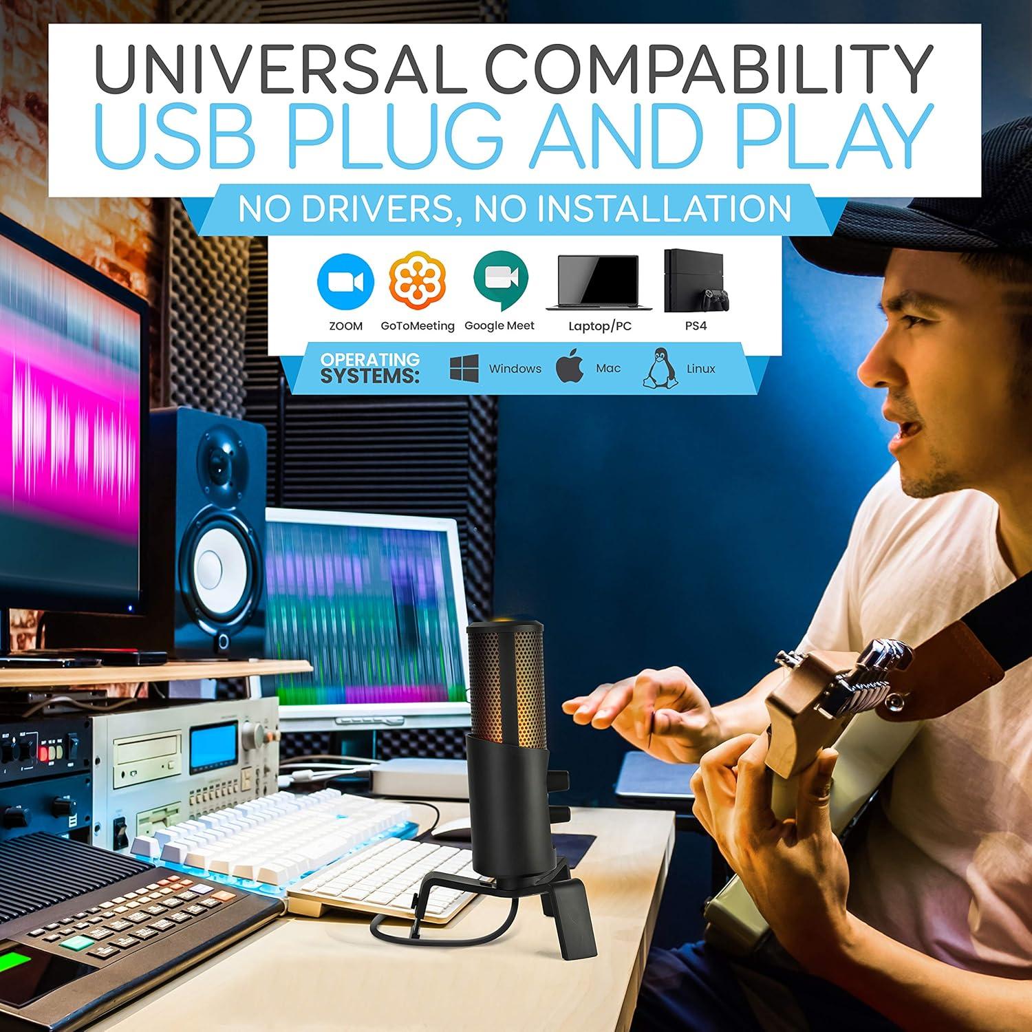 Micrófono USB Pyle PDMIUSBMT300 con 4 Patrones de Captura