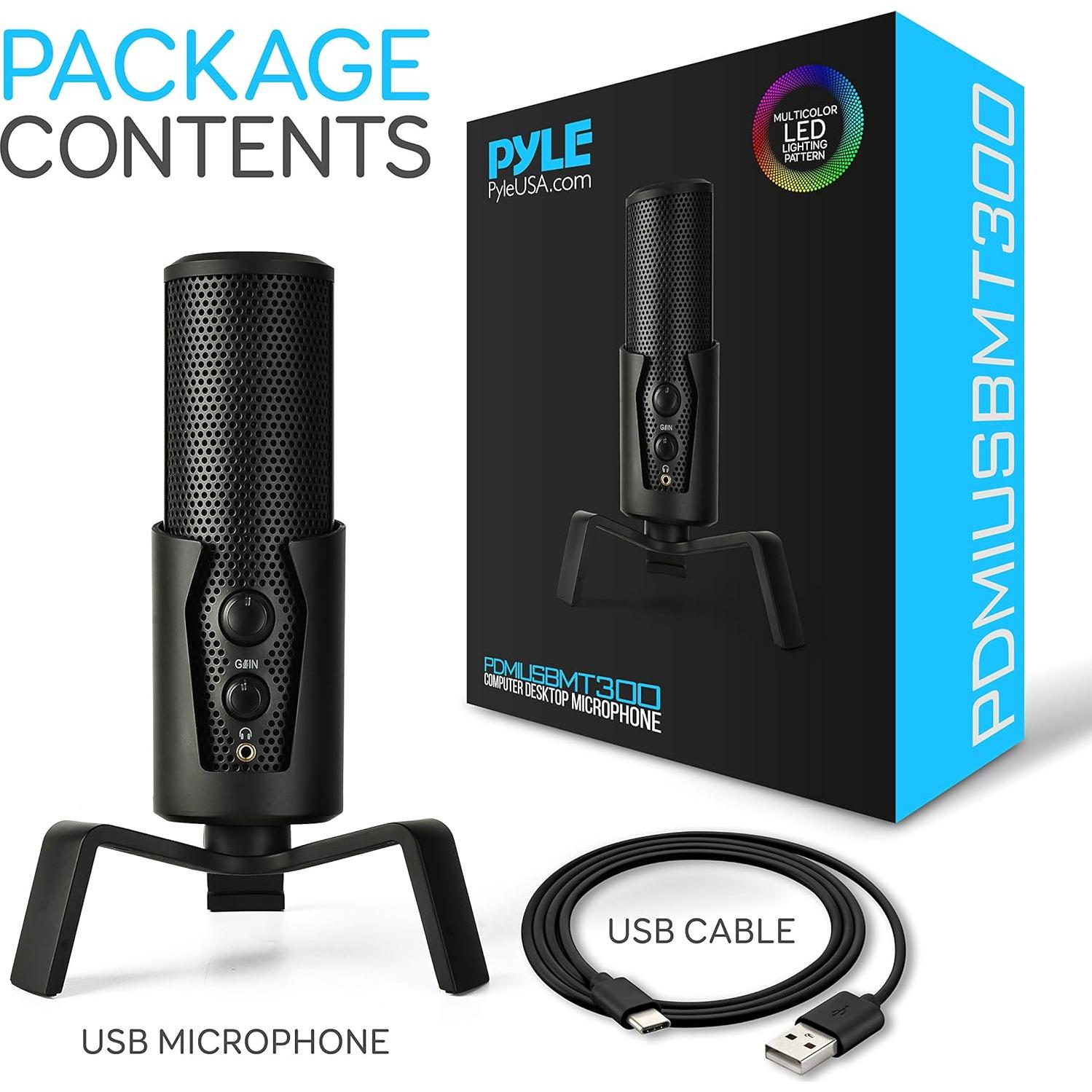 Micrófono USB Pyle PDMIUSBMT300 con 4 Patrones de Captura