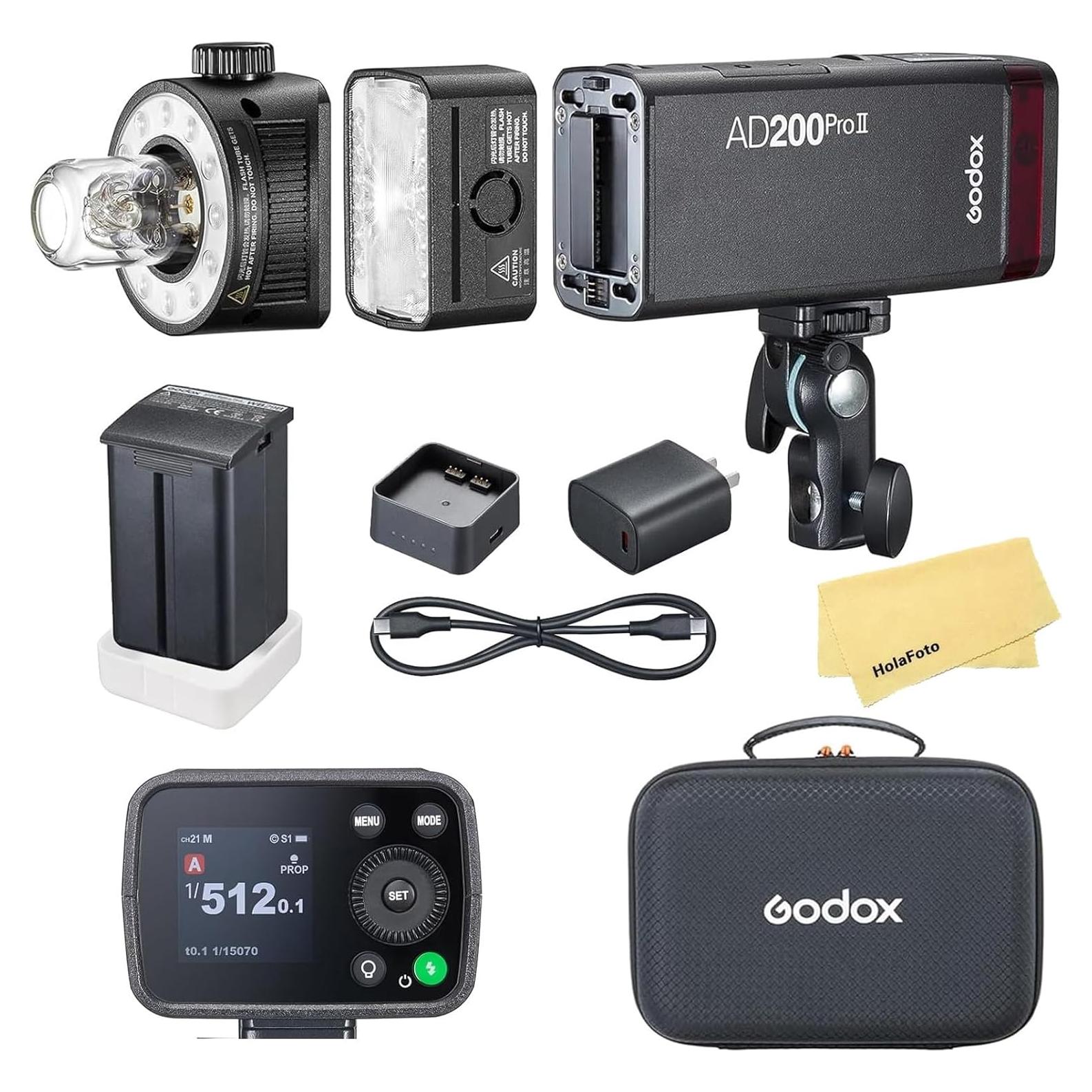 Flash Estroboscópico Godox AD200 Pro II 2.4G 500 Flashes